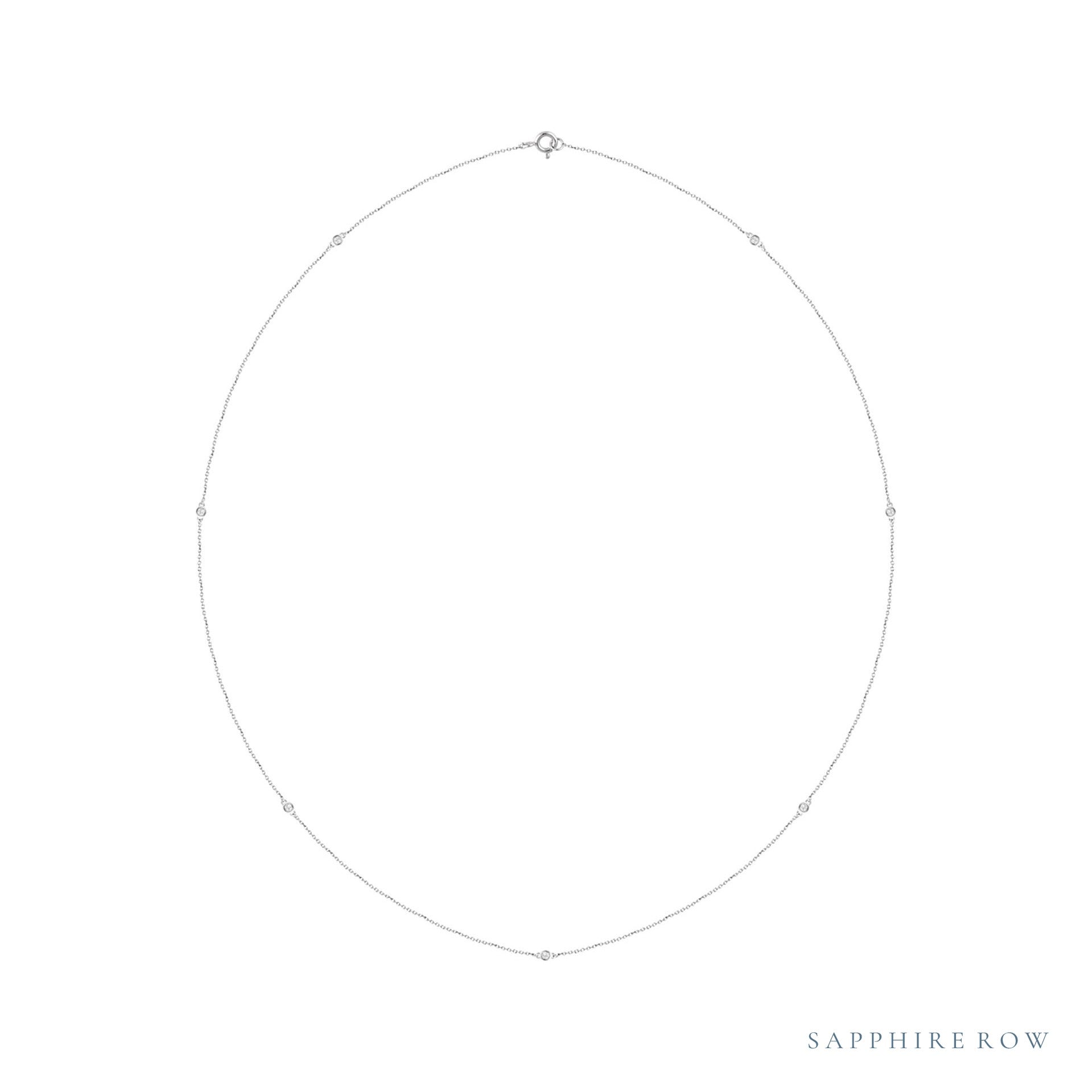 Sapphire Row Natural Diamond Station Necklace - White Gold, 7-Station (1 3/4 ctw)