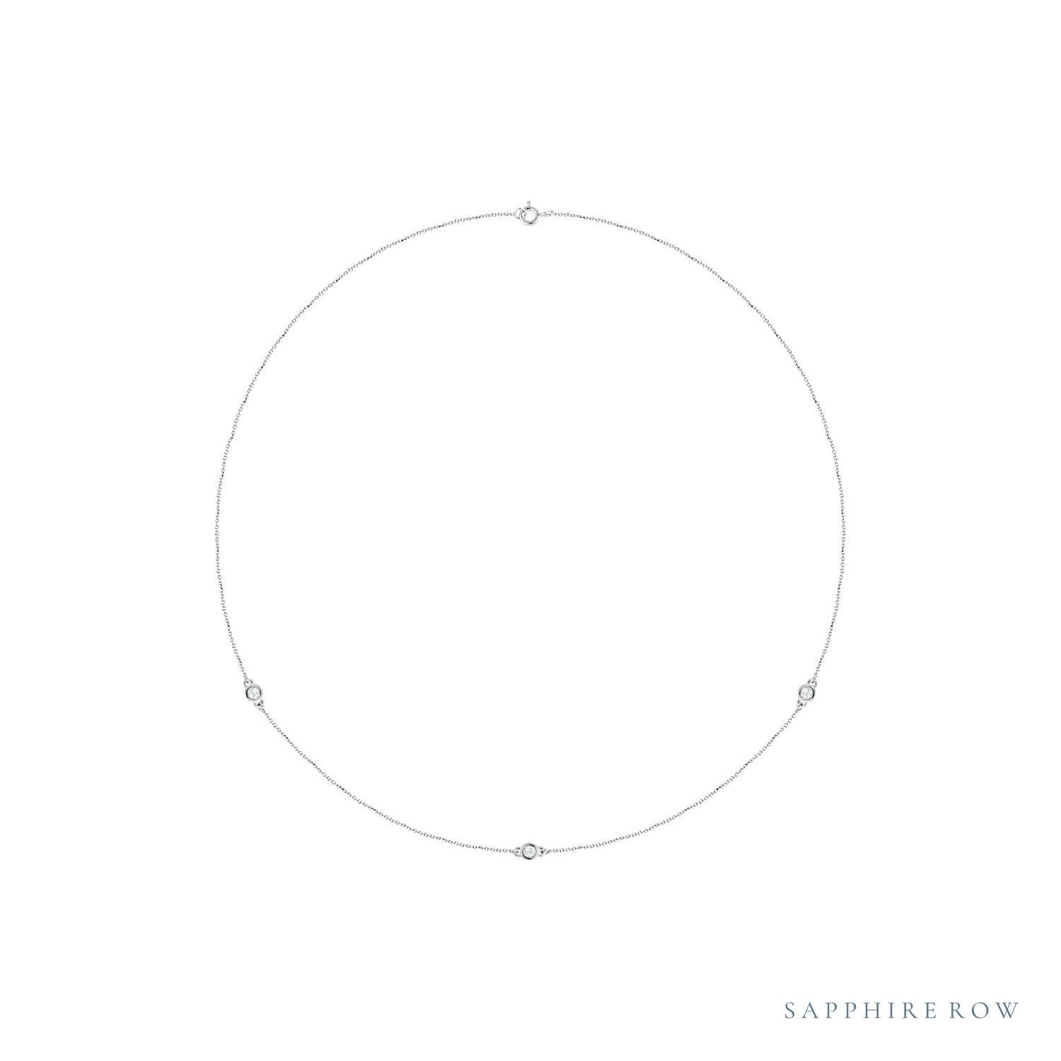 Sapphire Row Natural Diamond Station Necklace - White Gold, 3-Station (1/4 ctw)