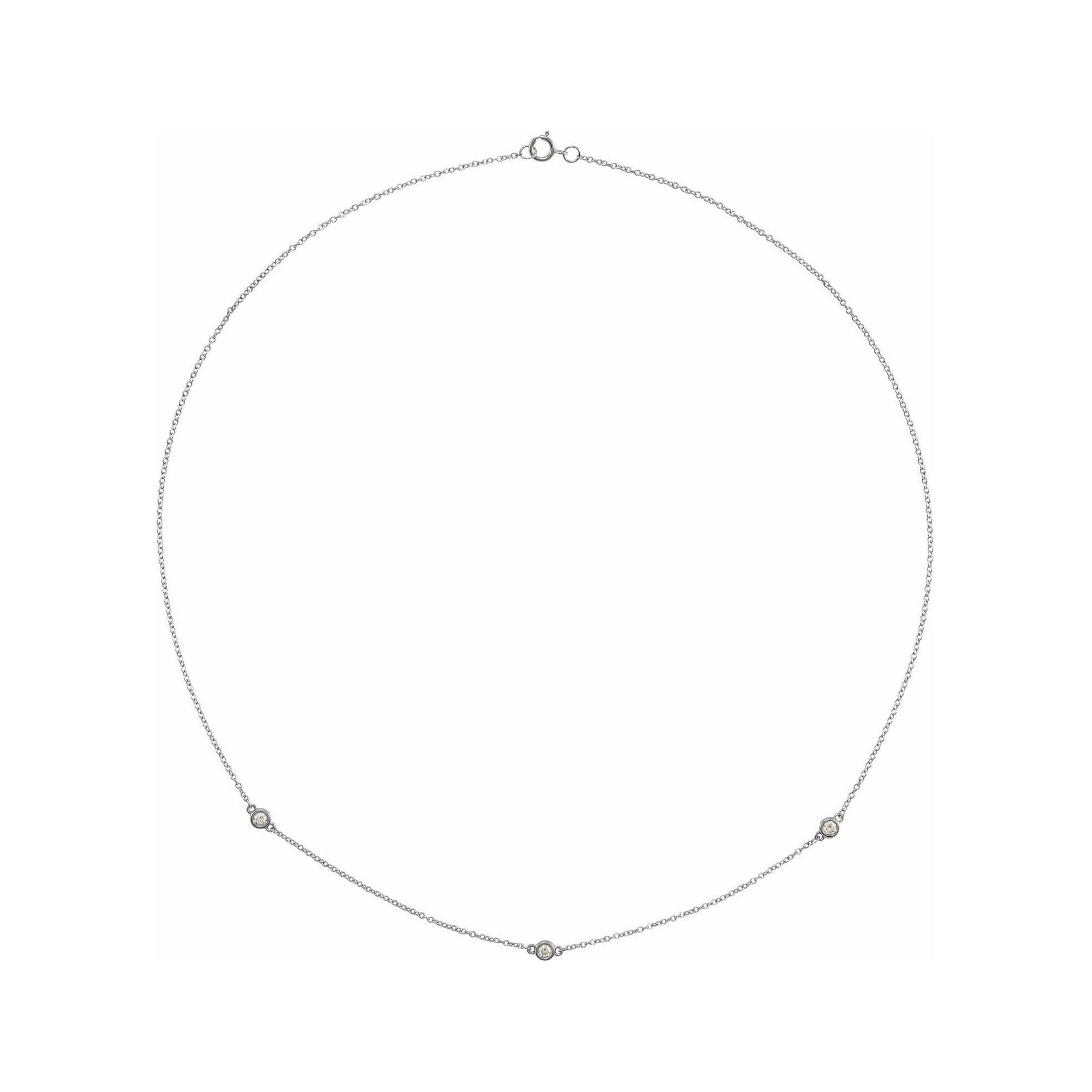 Sapphire Row Natural Diamond Station Necklace - White Gold, 3-Station (1/5 ctw)