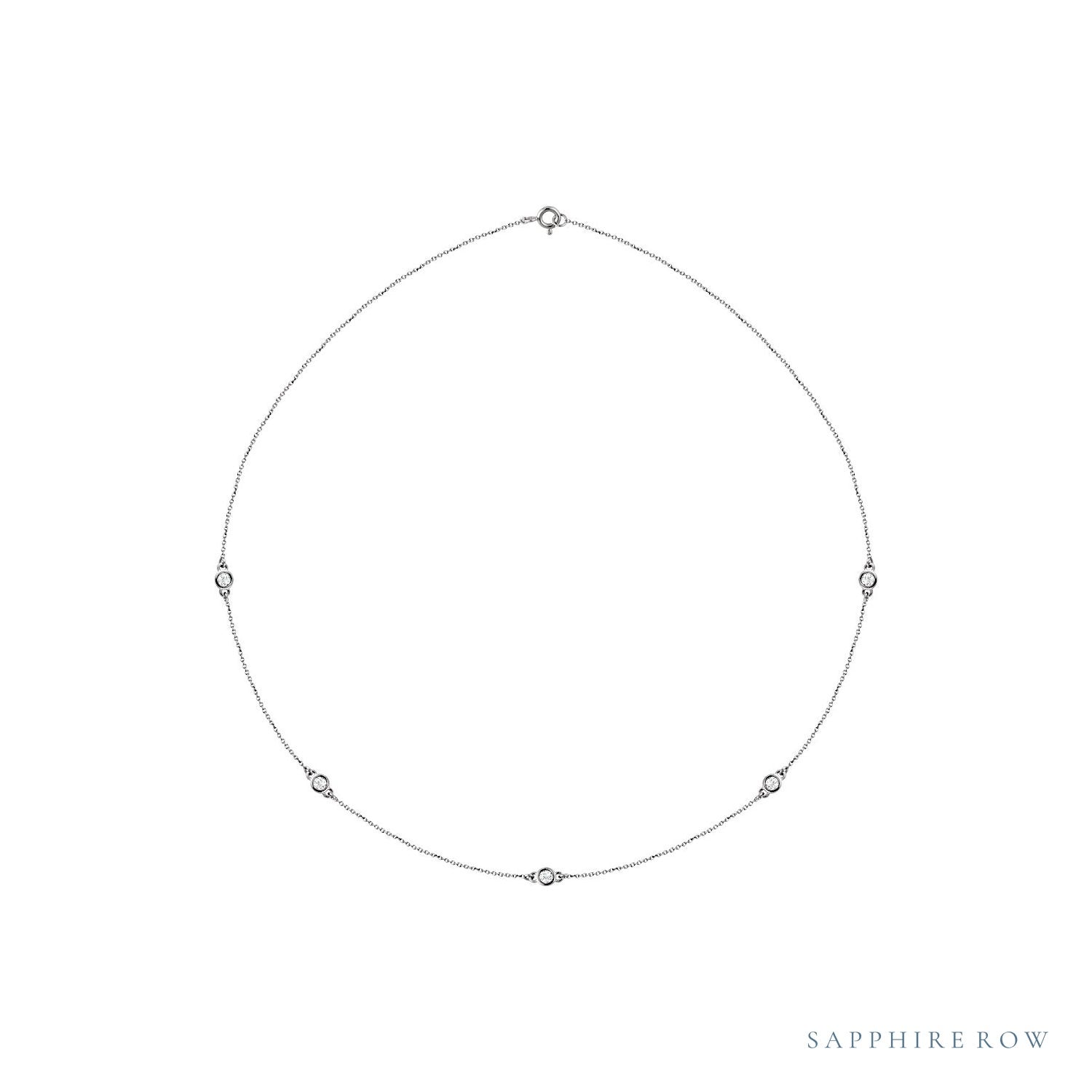 Sapphire Row Natural Diamond Station Necklace - White Gold, 5-Station (1/2 ctw)