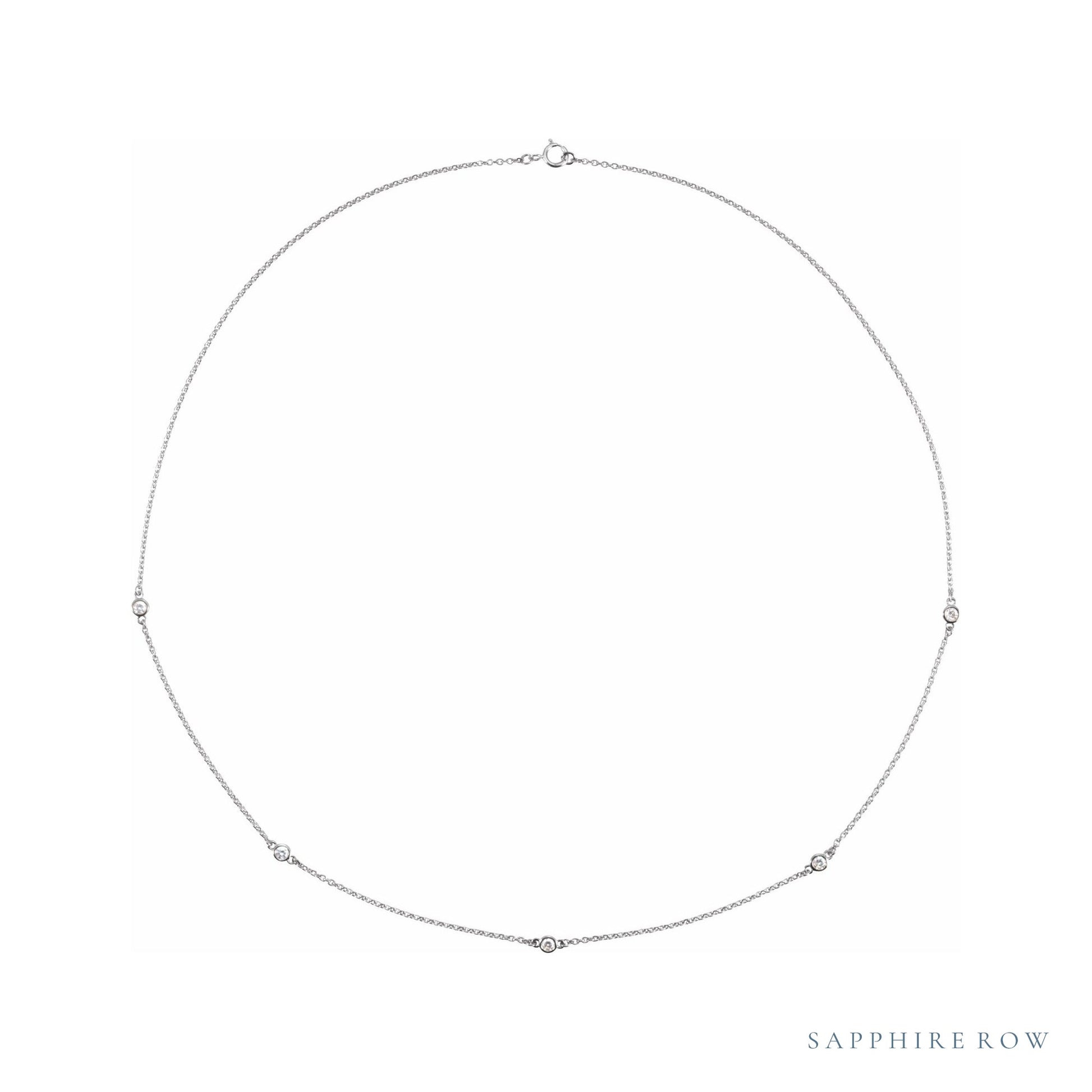 Sapphire Row Natural Diamond Station Necklace - White Gold, 5-Station (1/2 ctw) (view 2)
