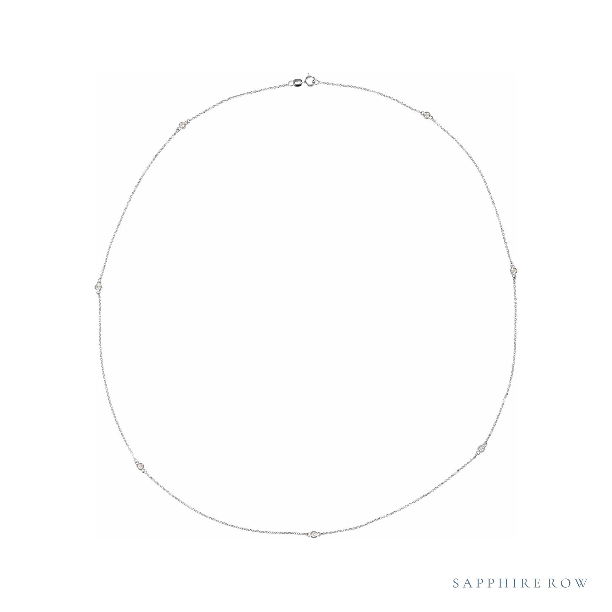 Sapphire Row Natural Diamond Station Necklace - White Gold, 7-Station (1/3 ctw)