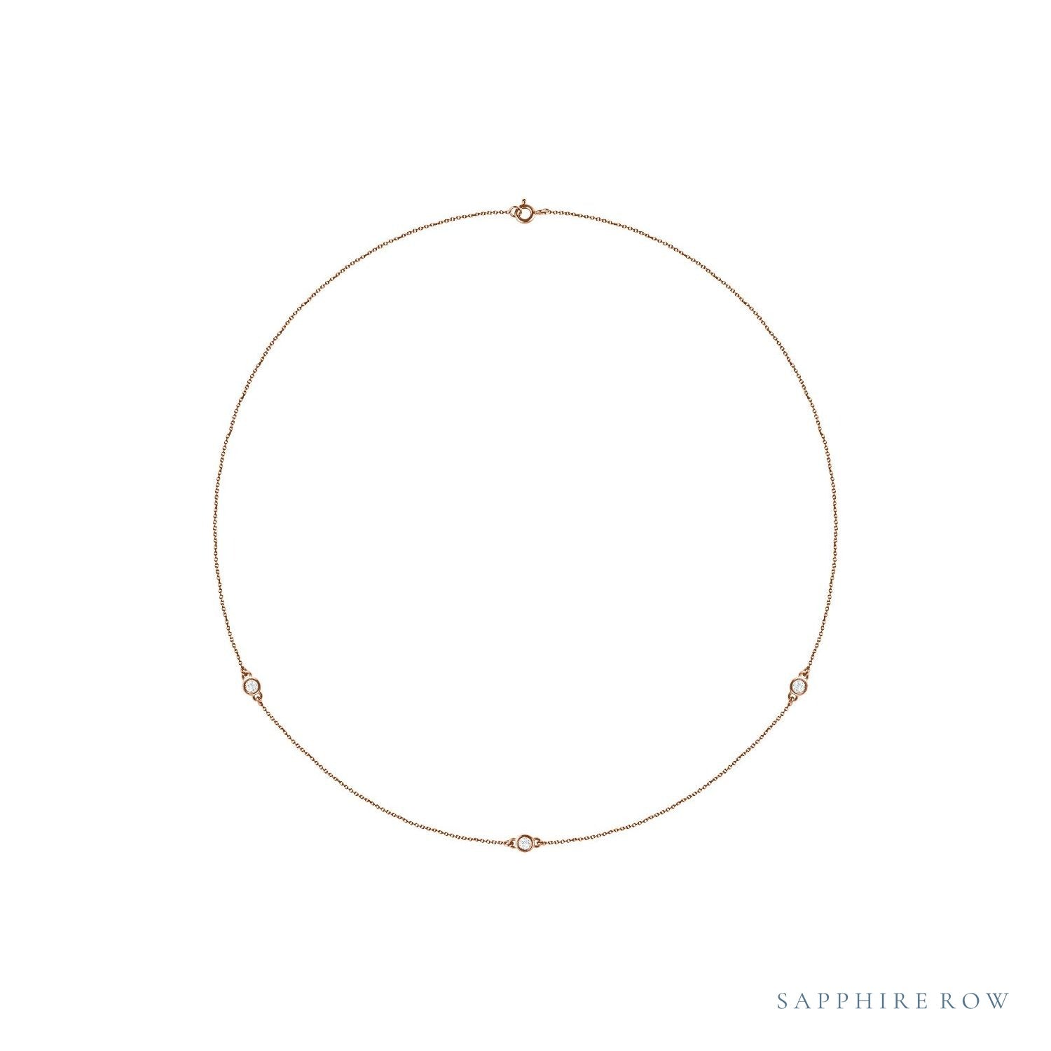 Sapphire Row Natural Diamond Station Necklace - Rose Gold, 3-Station (1/4 ctw)