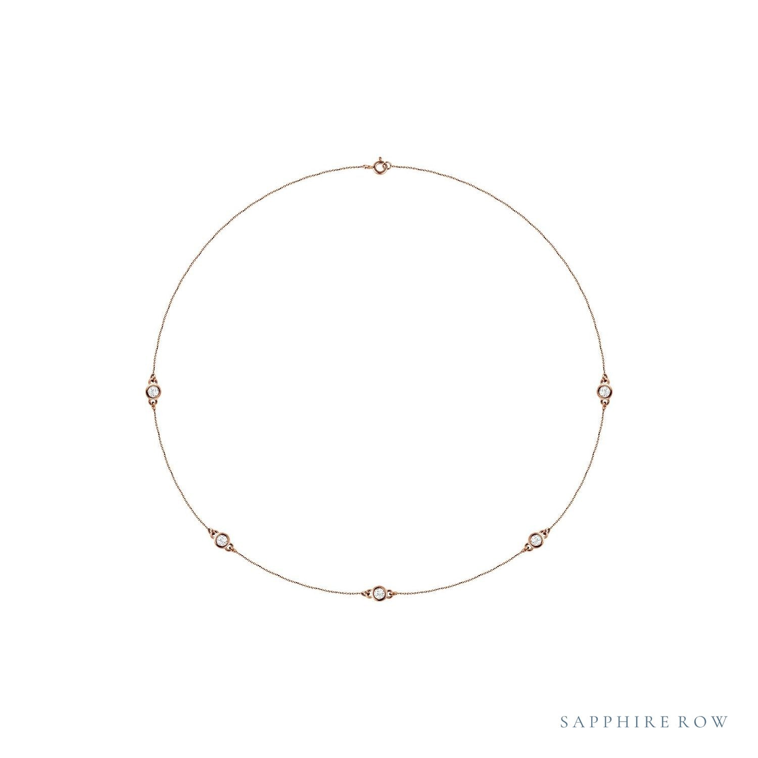 Sapphire Row Natural Diamond Station Necklace - Rose Gold, 5-Station (3/4 ctw)