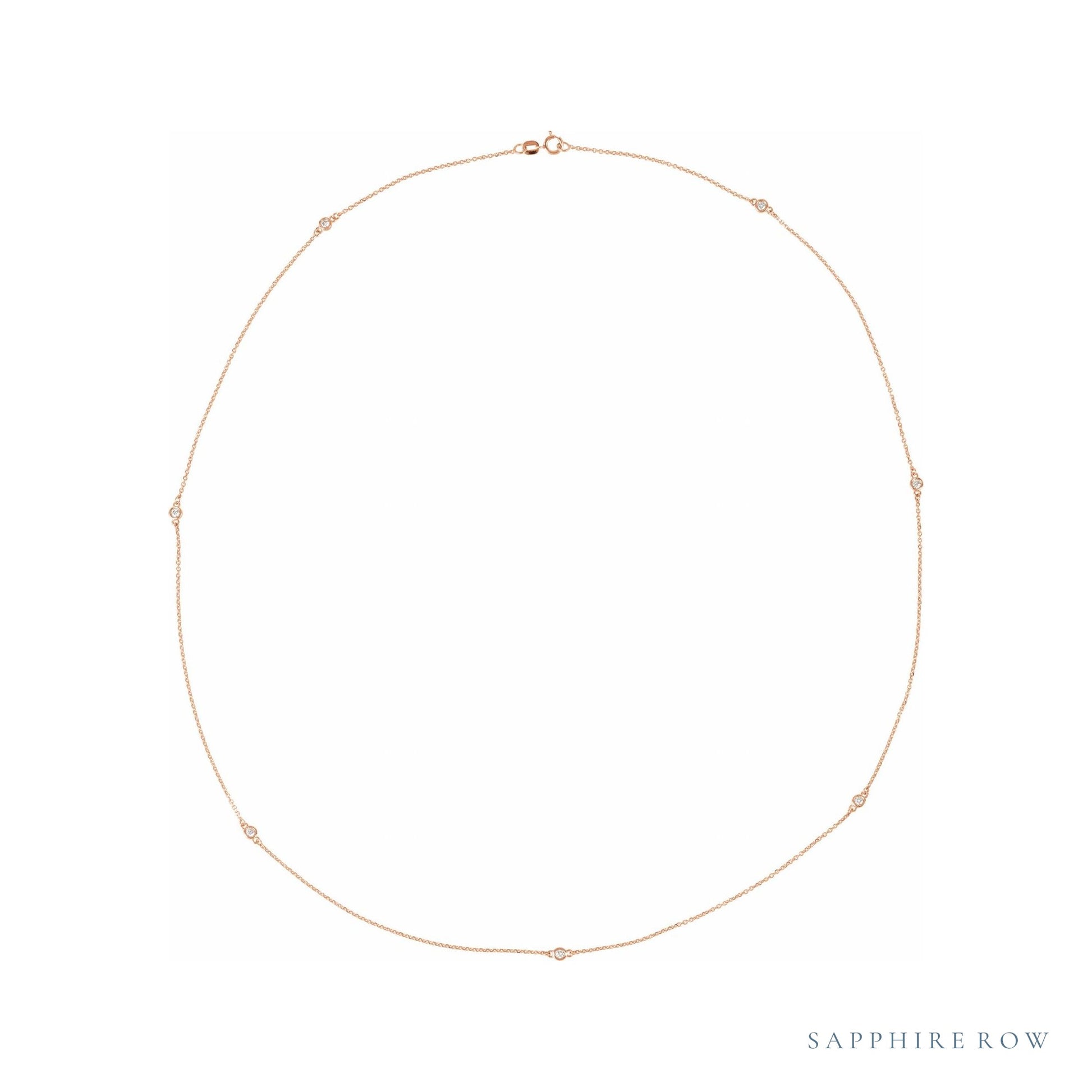 Sapphire Row Natural Diamond Station Necklace - Rose Gold, 7-Station (1/3 ctw)