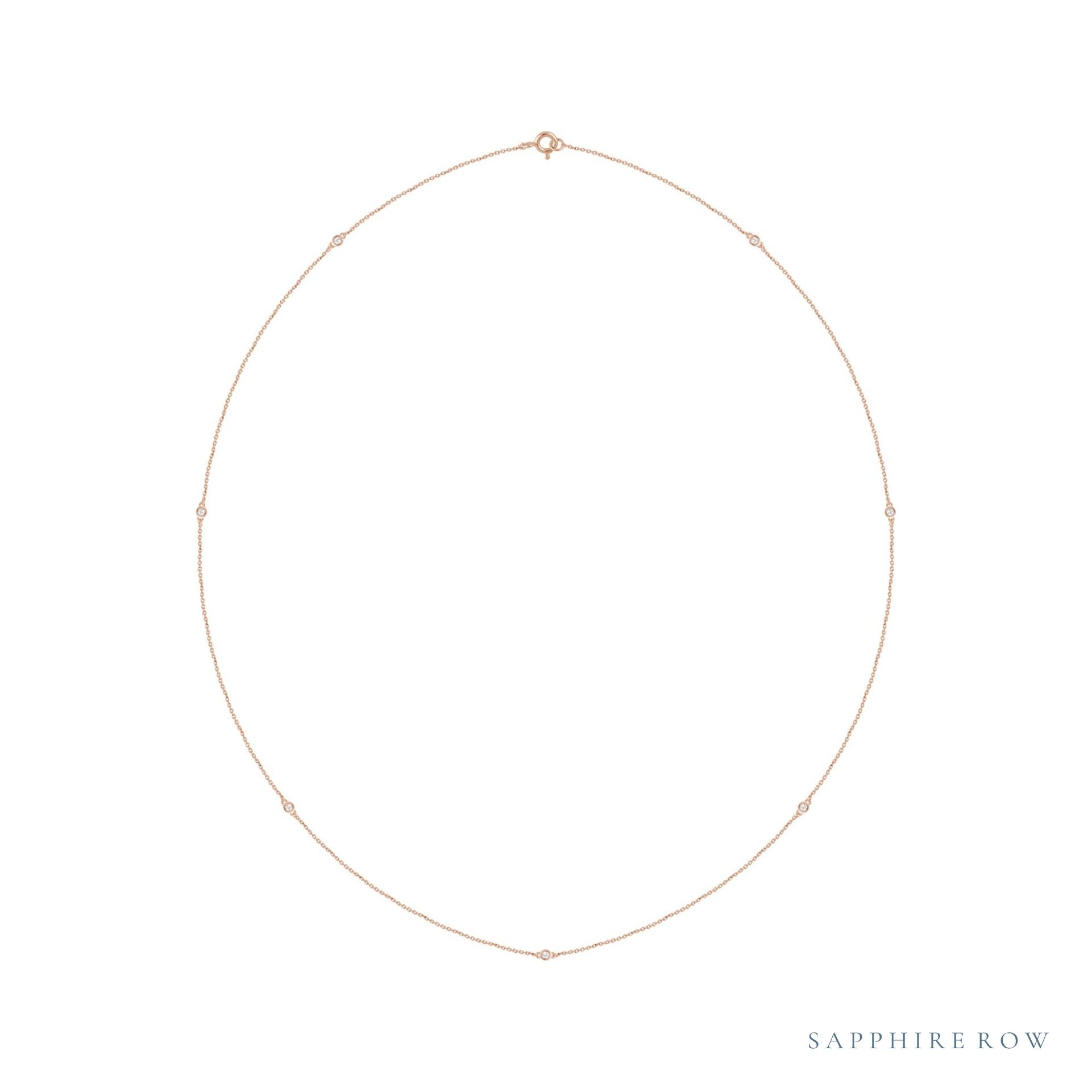 Sapphire Row Natural Diamond Station Necklace - Rose Gold, 7-Station (1/4 ctw)