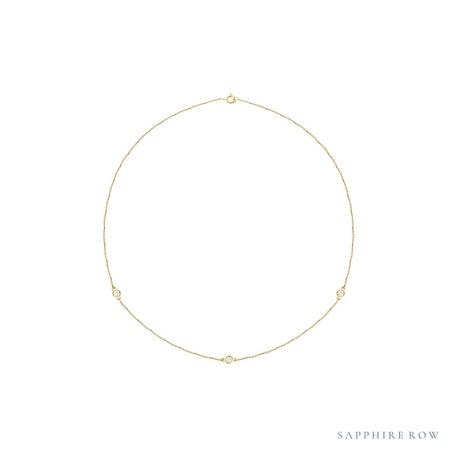 Sapphire Row Lab-Grown Diamond Station Necklace - Yellow Gold, 3-Station (1/3 ctw)