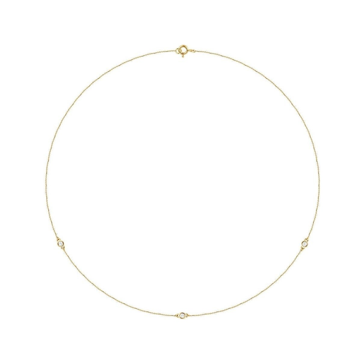 Sapphire Row Lab-Grown Diamond Station Necklace - Yellow Gold, 3-Station (1/5 ctw)