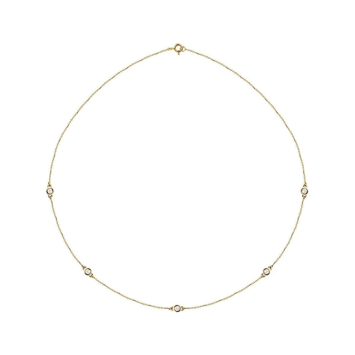 Sapphire Row Lab-Grown Diamond Station Necklace - Yellow Gold, 5-Station (1/2 ctw)