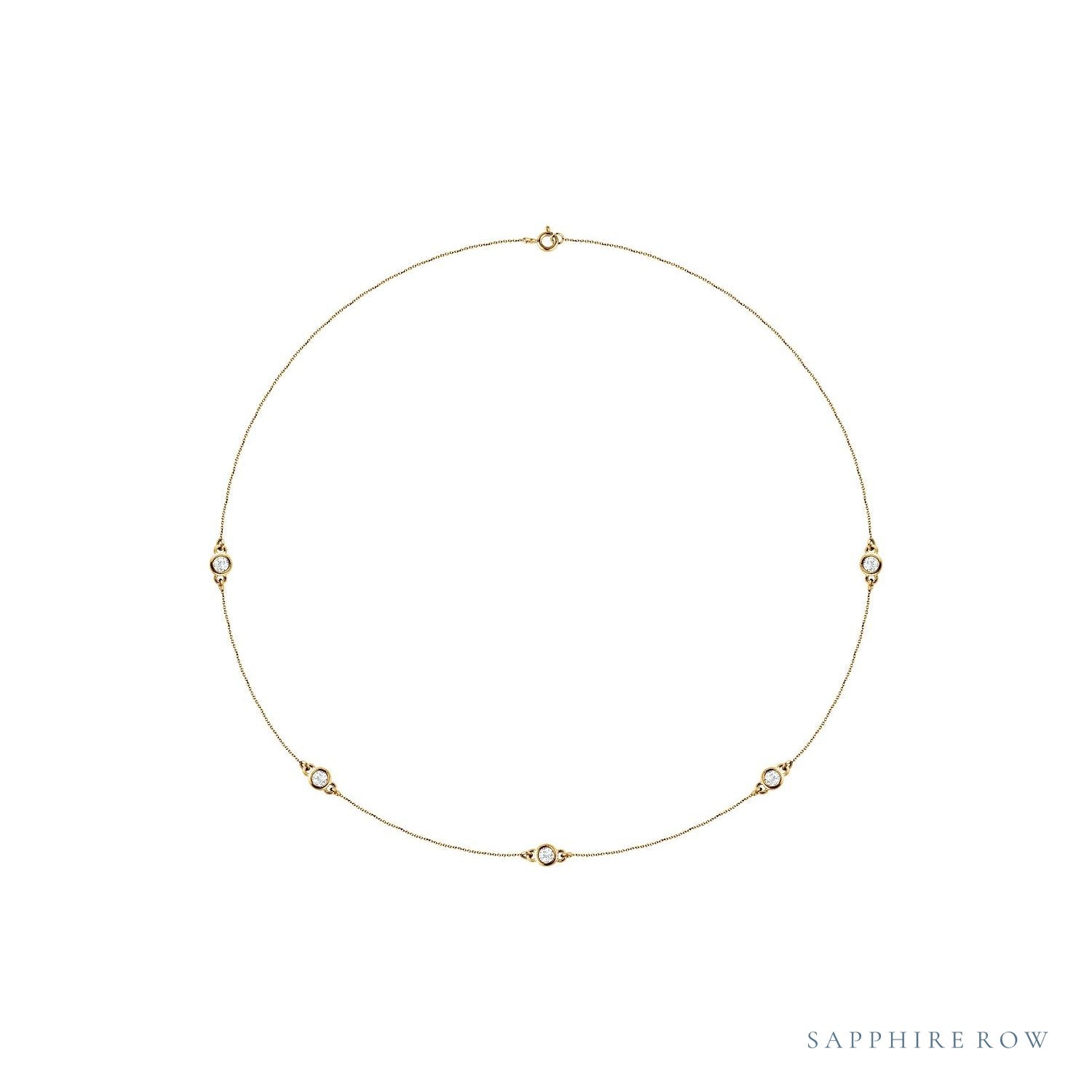 Sapphire Row Lab-Grown Diamond Station Necklace - Yellow Gold, 5-Station (3/4 ctw)