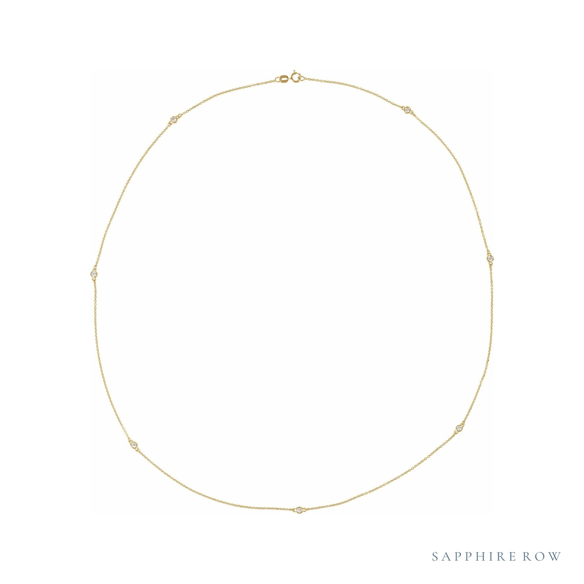 Sapphire Row Lab-Grown Diamond Station Necklace - Yellow Gold, 7-Station (1/3 ctw)