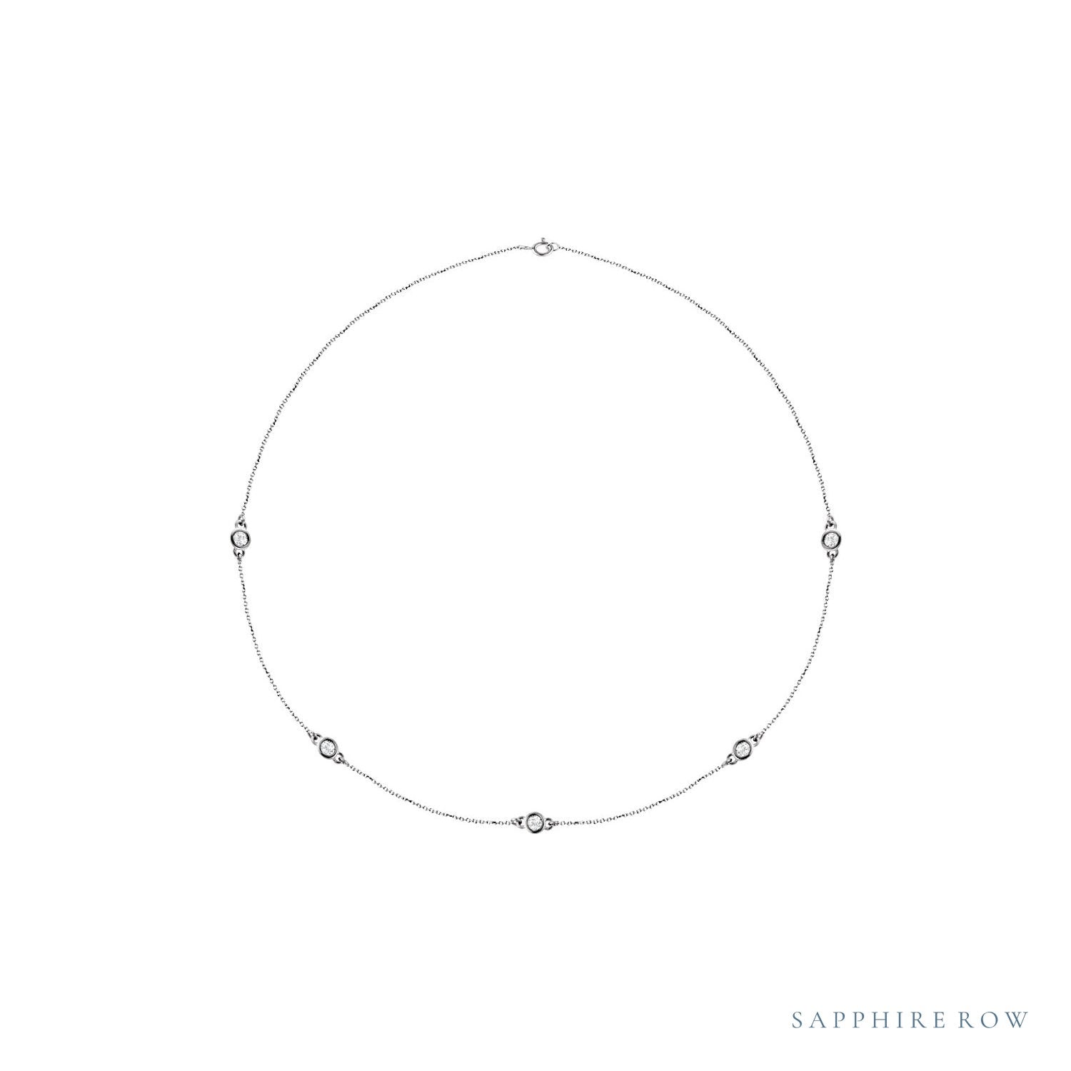 Sapphire Row Lab-Grown Diamond Station Necklace - White Gold, 5-Station (1 ctw)