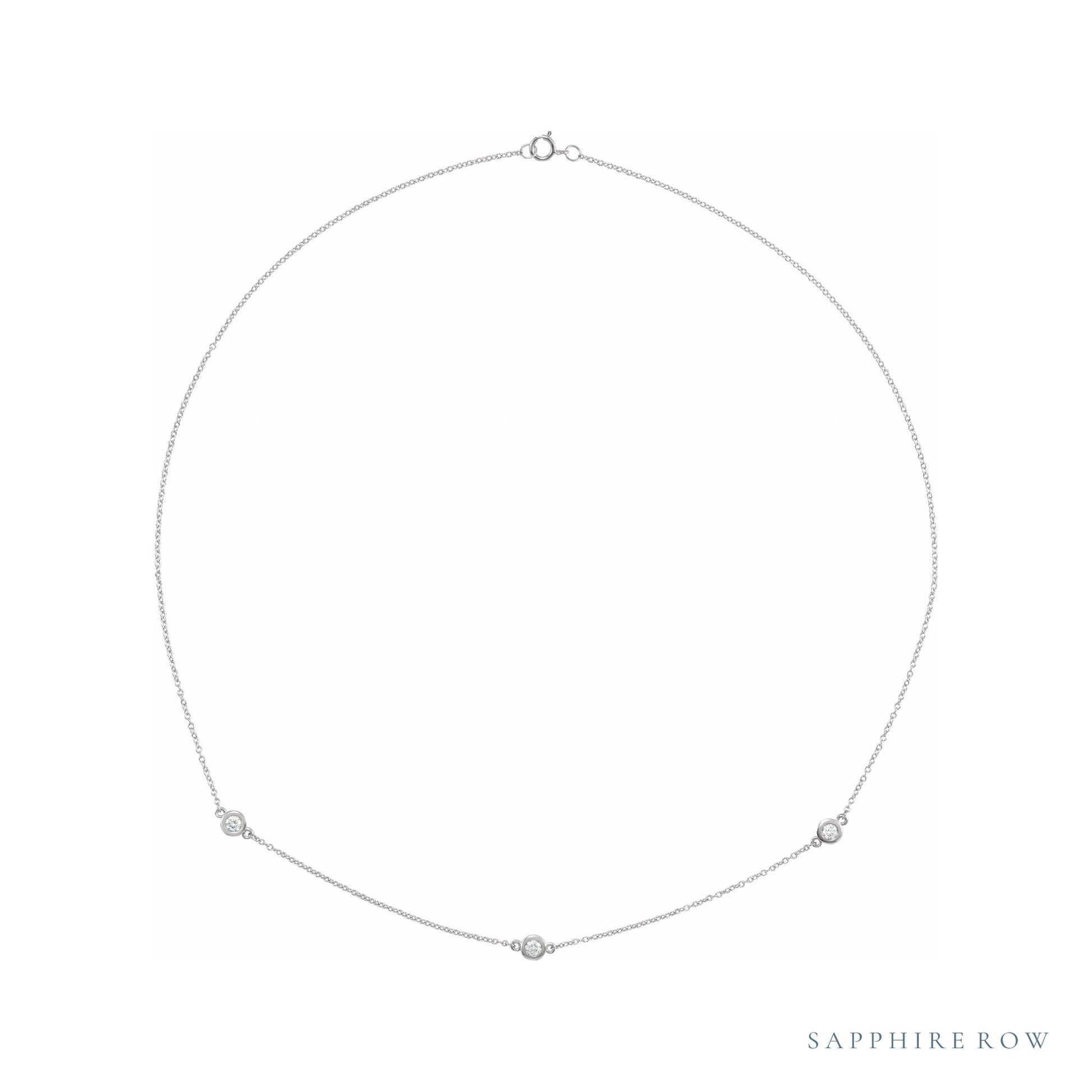 Sapphire Row Lab-Grown Diamond Station Necklace - White Gold, 3-Station (1/3 ctw)