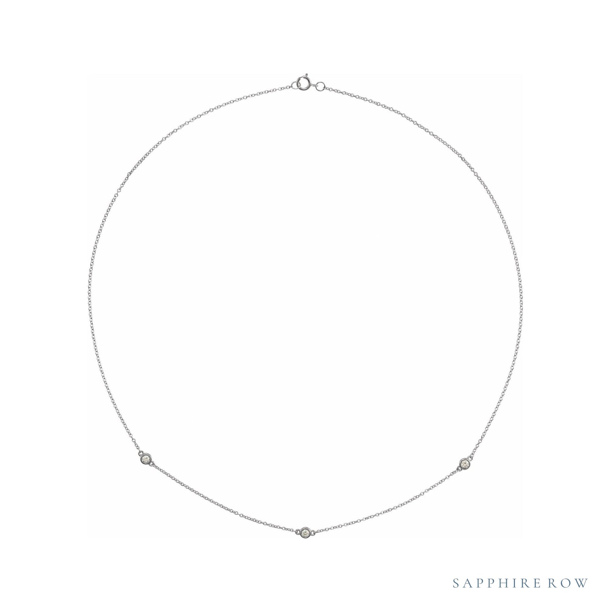 Sapphire Row Lab-Grown Diamond Station Necklace - White Gold, 3-Station (1/5 ctw)