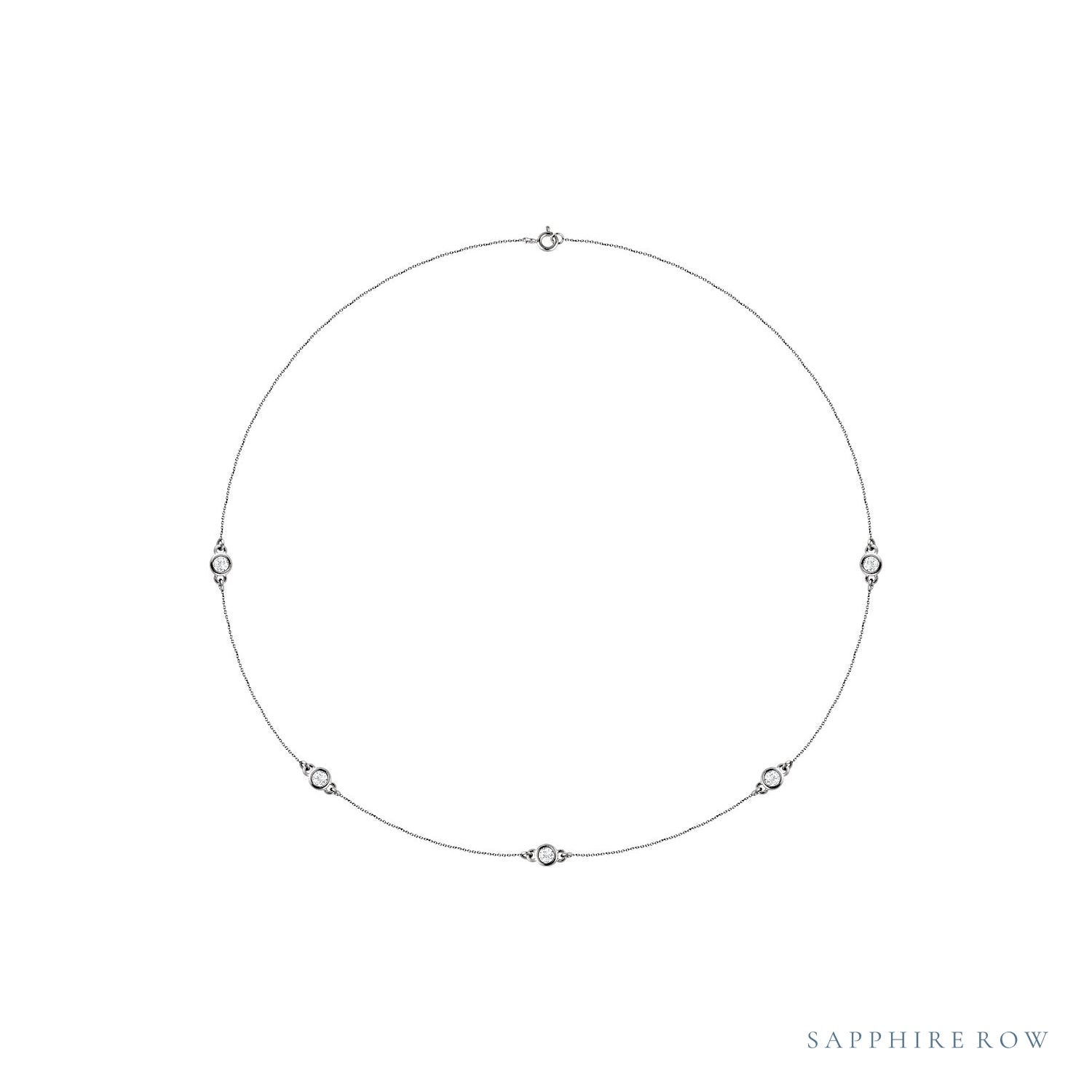 Sapphire Row Lab-Grown Diamond Station Necklace - White Gold, 5-Station (3/4 ctw)