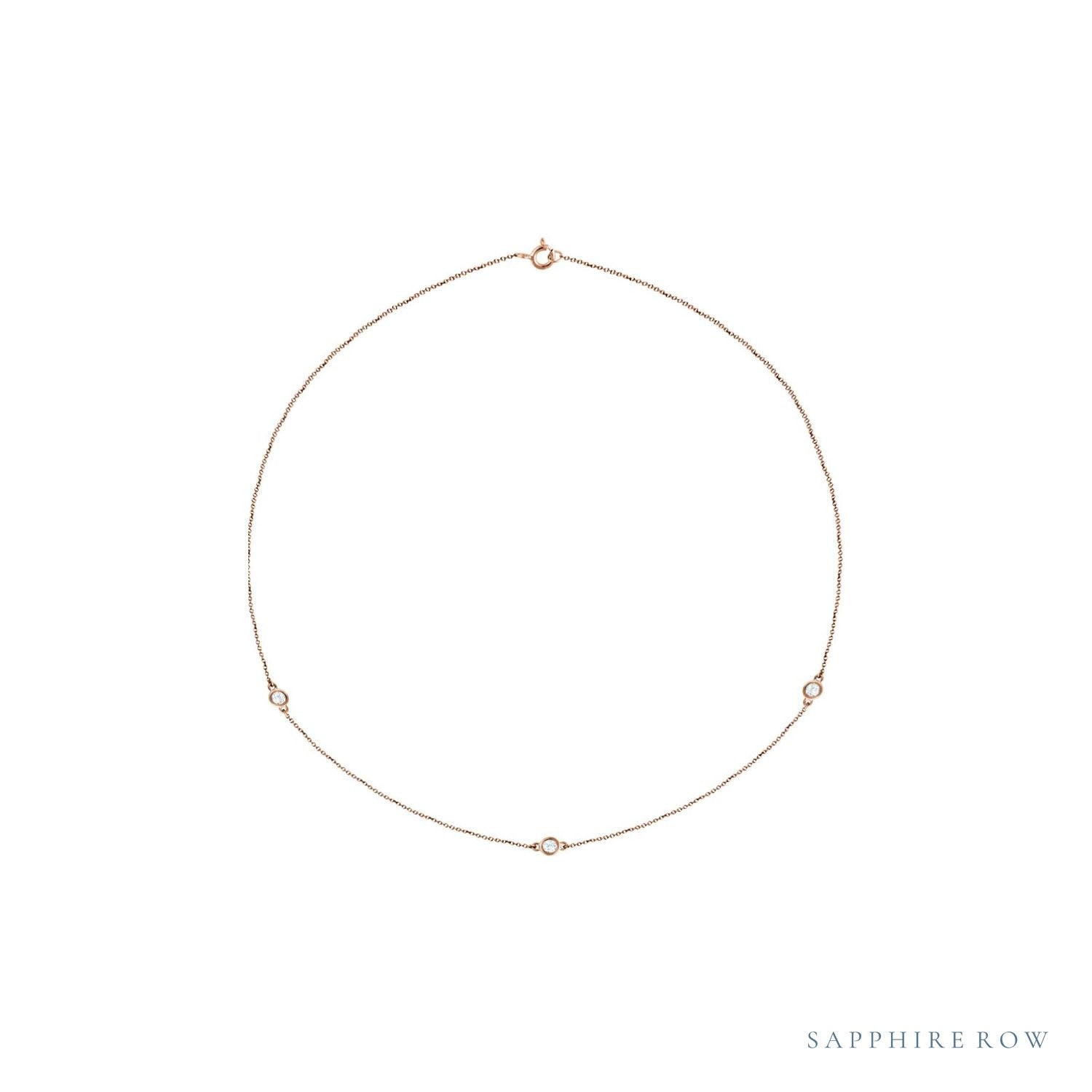 Sapphire Row Lab-Grown Diamond Station Necklace - Rose Gold, 3-Station (1/3 ctw)