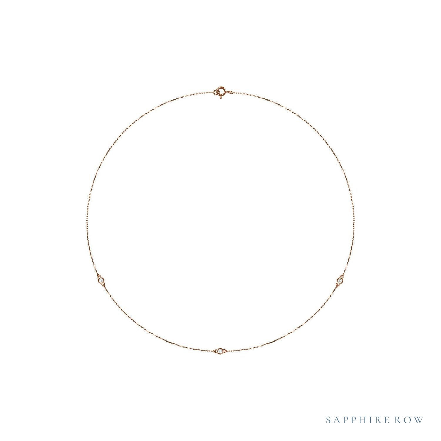 Sapphire Row Lab-Grown Diamond Station Necklace - Rose Gold, 3-Station (1/5 ctw)