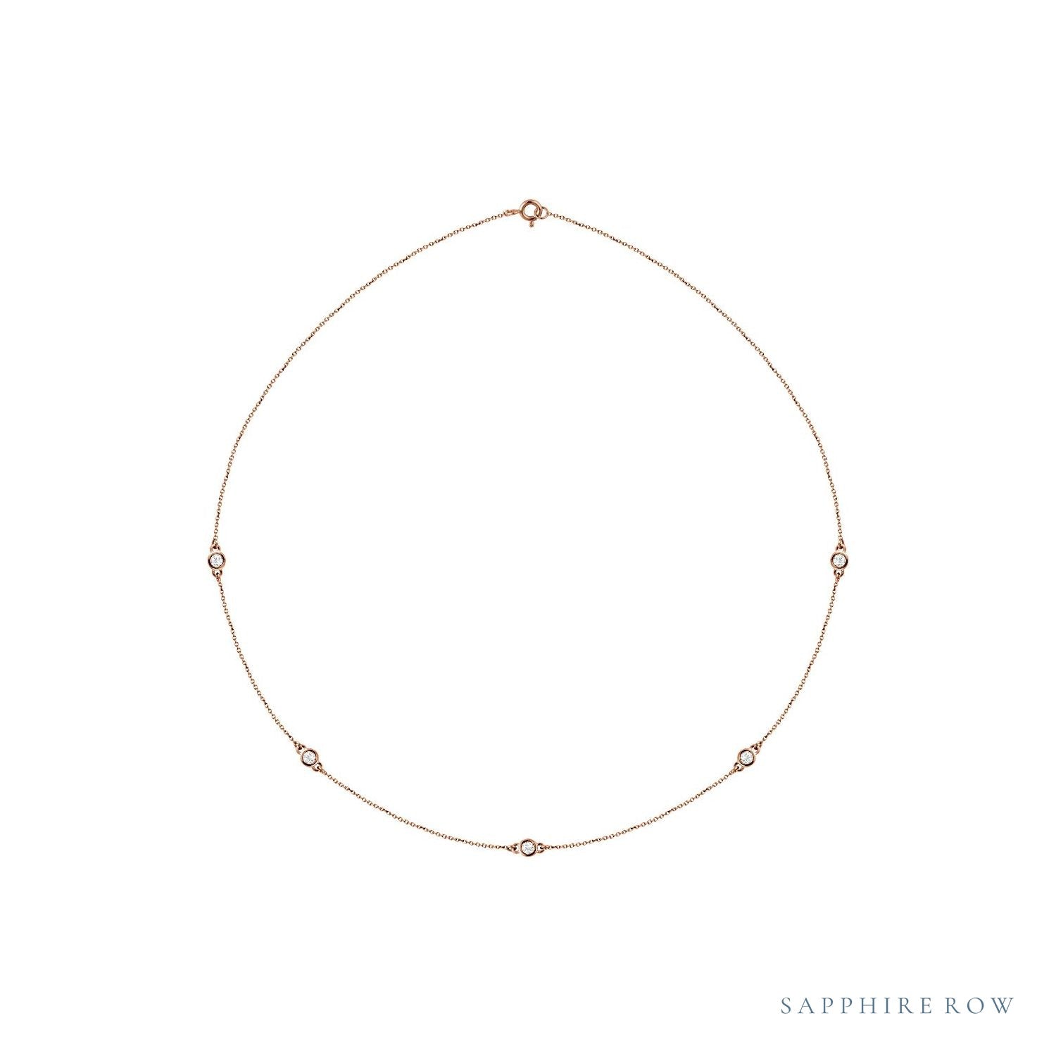 Sapphire Row Lab-Grown Diamond Station Necklace - Rose Gold, 5-Station (1/2 ctw)