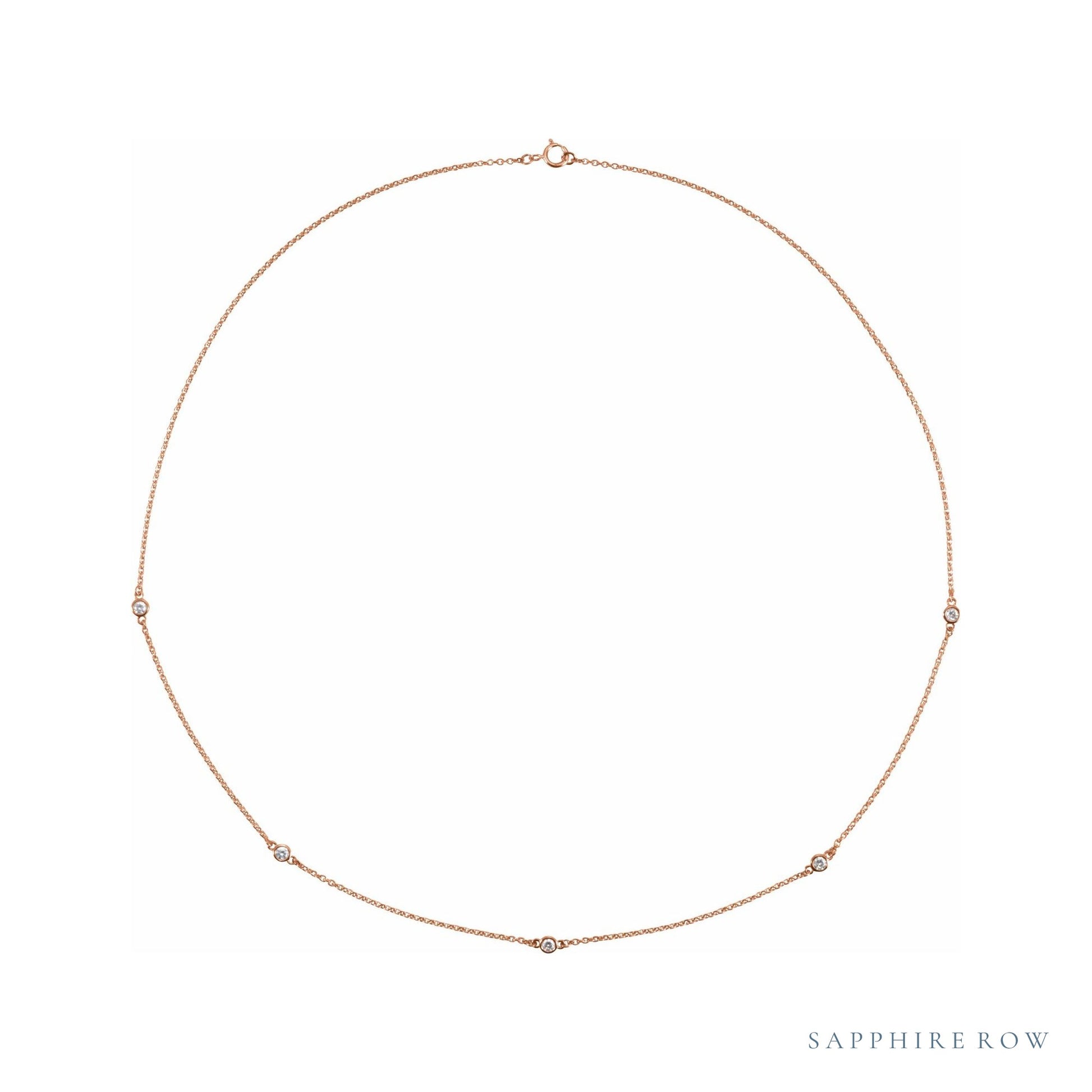 Sapphire Row Lab-Grown Diamond Station Necklace - Rose Gold, 5-Station (1/4 ctw)