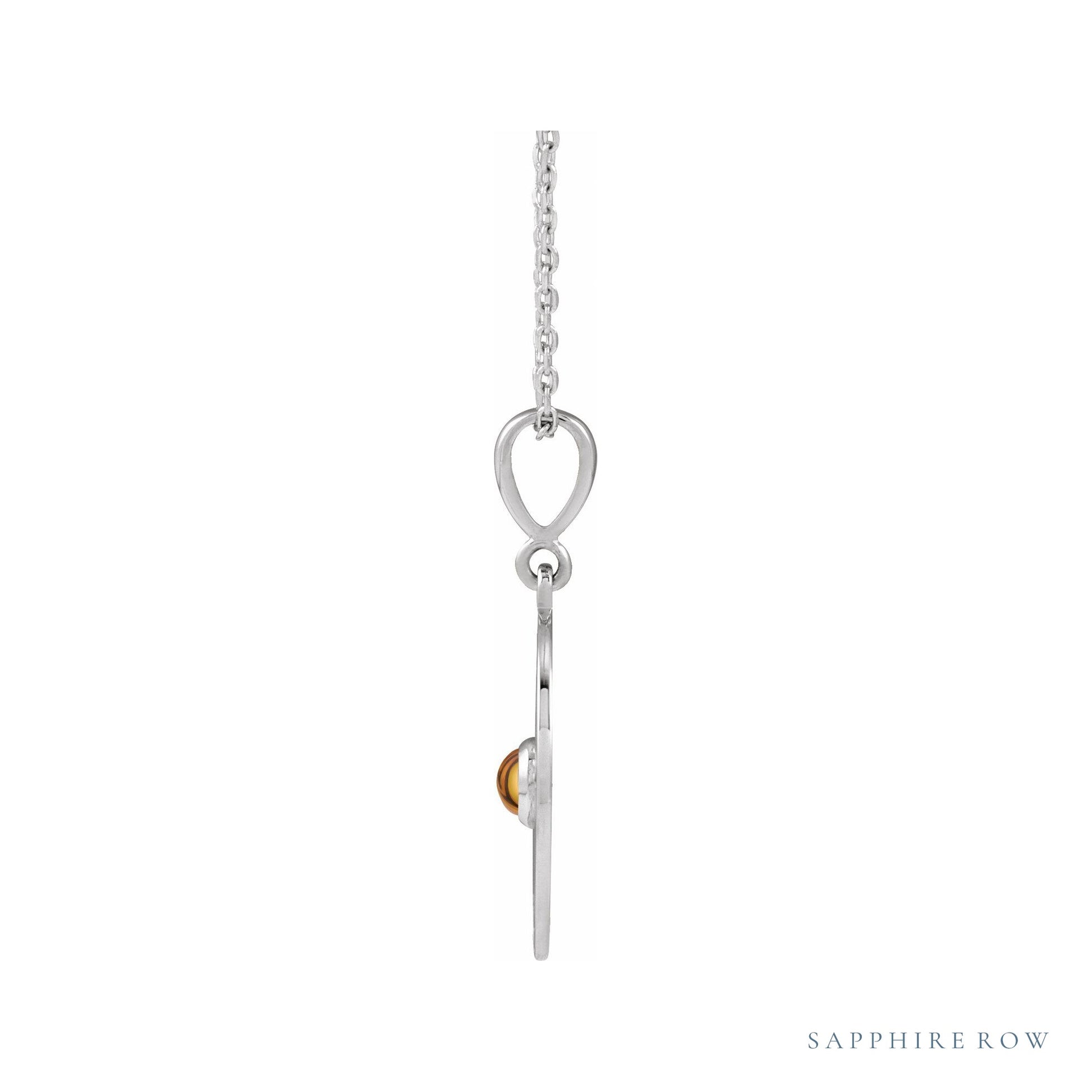 Sapphire Row Natural Cabochon Starburst Necklace - Citrine, White Gold (view 2)