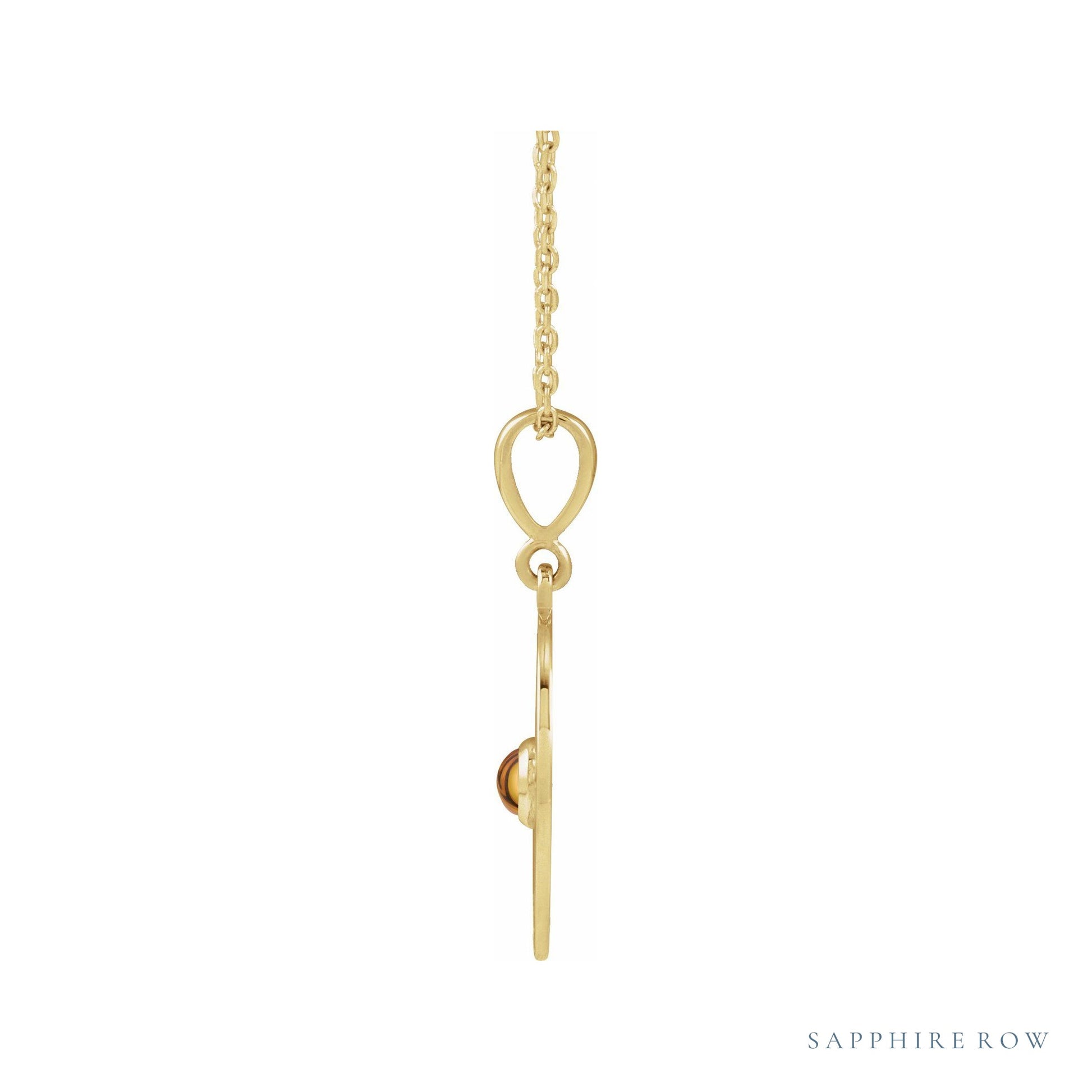 Sapphire Row Natural Cabochon Starburst Necklace - Citrine, Yellow Gold (view 2)