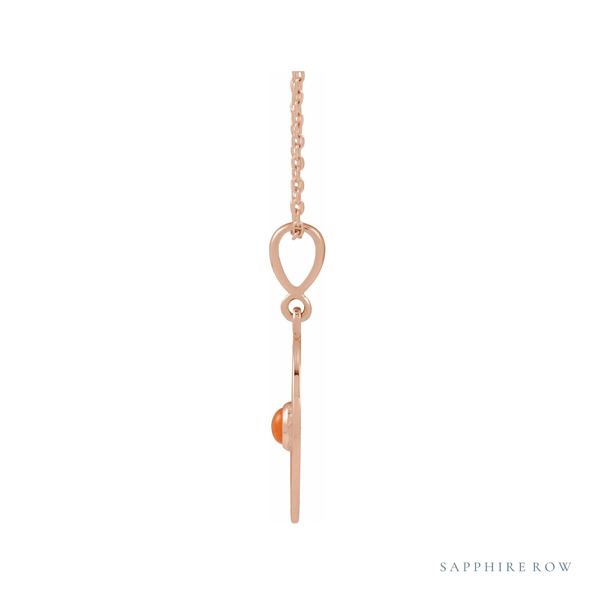 Sapphire Row Natural Cabochon Starburst Necklace - Pink Coral, Rose Gold (view 2)
