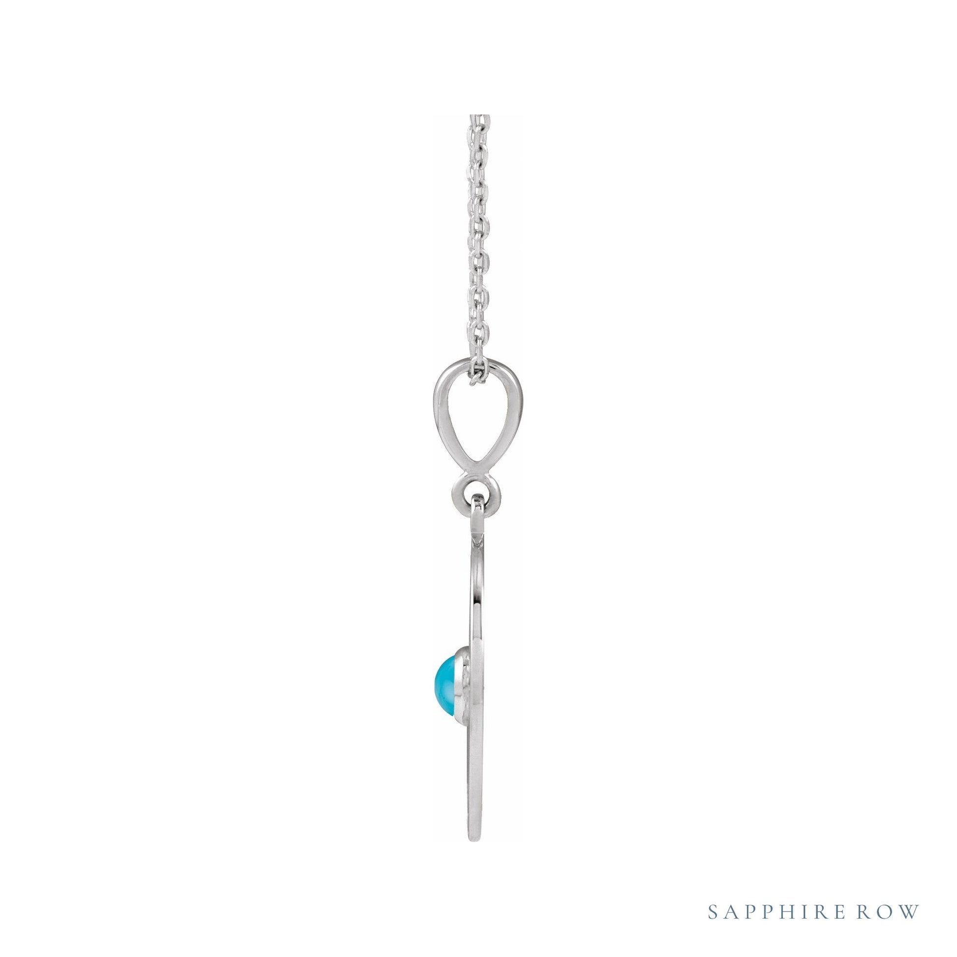 Sapphire Row Natural Cabochon Starburst Necklace - Turquoise, Platinum (view 2)