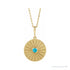 Sapphire Row Natural Cabochon Starburst Necklace - Turquoise, Yellow Gold