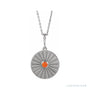 Sapphire Row Natural Cabochon Starburst Necklace - Pink Coral, White Gold