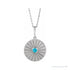 Sapphire Row Natural Cabochon Starburst Necklace - Turquoise, White Gold
