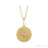 Sapphire Row Natural Cabochon Starburst Necklace - Rhodolite Garnet, Yellow Gold