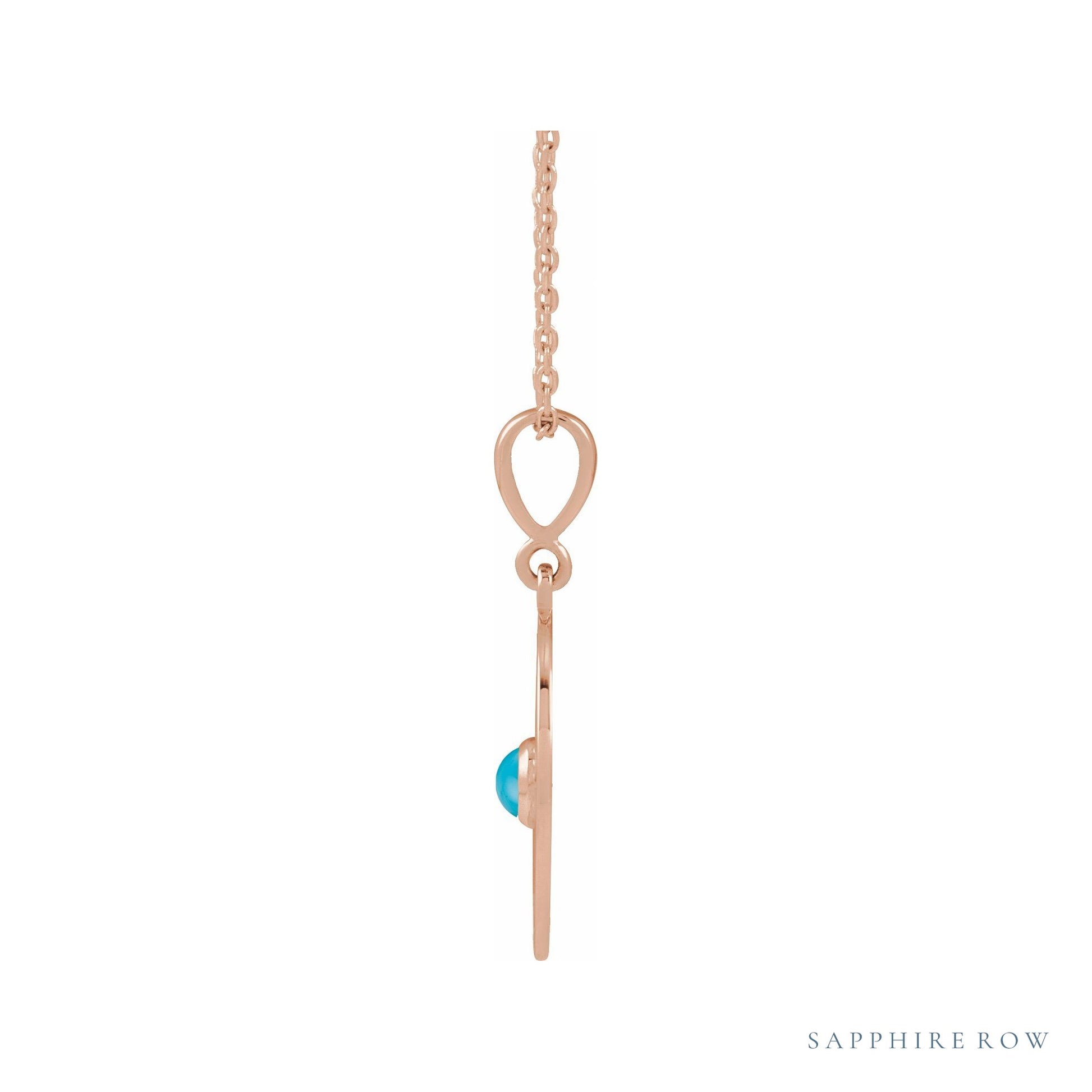 Sapphire Row Natural Cabochon Starburst Necklace - Turquoise, Rose Gold (view 2)