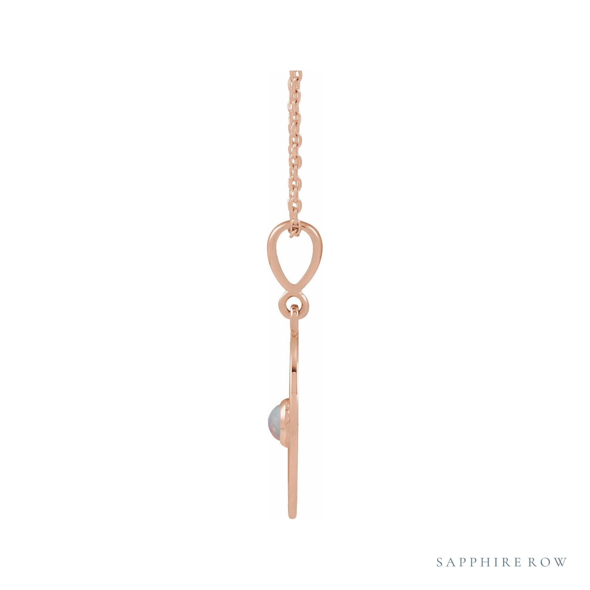 Sapphire Row Natural Cabochon Starburst Necklace - Ethiopian Opal, Rose Gold (view 2)