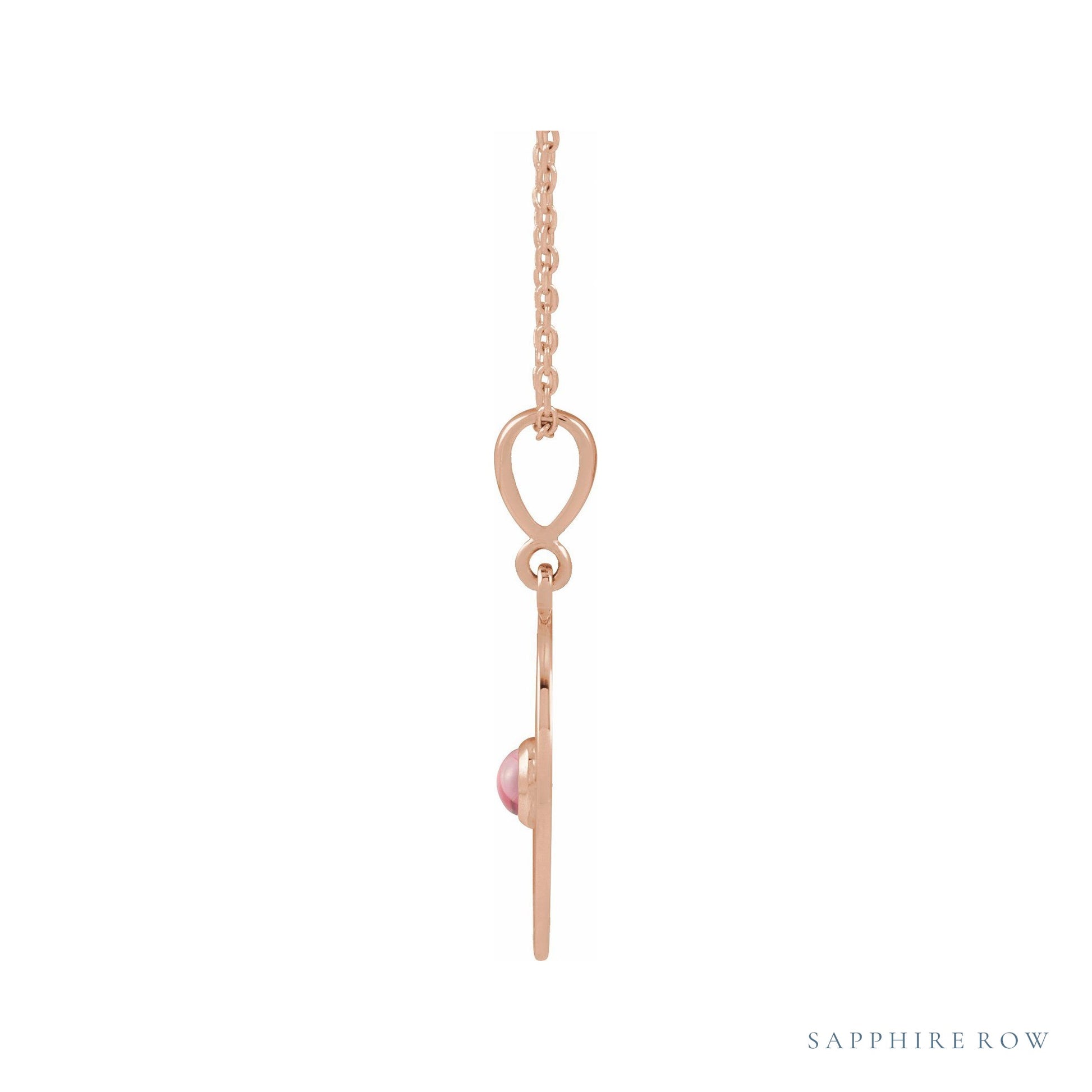Sapphire Row Natural Cabochon Starburst Necklace - Rhodolite Garnet, Rose Gold (view 2)