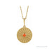 Sapphire Row Natural Cabochon Starburst Necklace - Pink Coral, Yellow Gold