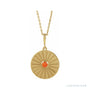 Sapphire Row Natural Cabochon Starburst Necklace - Pink Coral, Yellow Gold