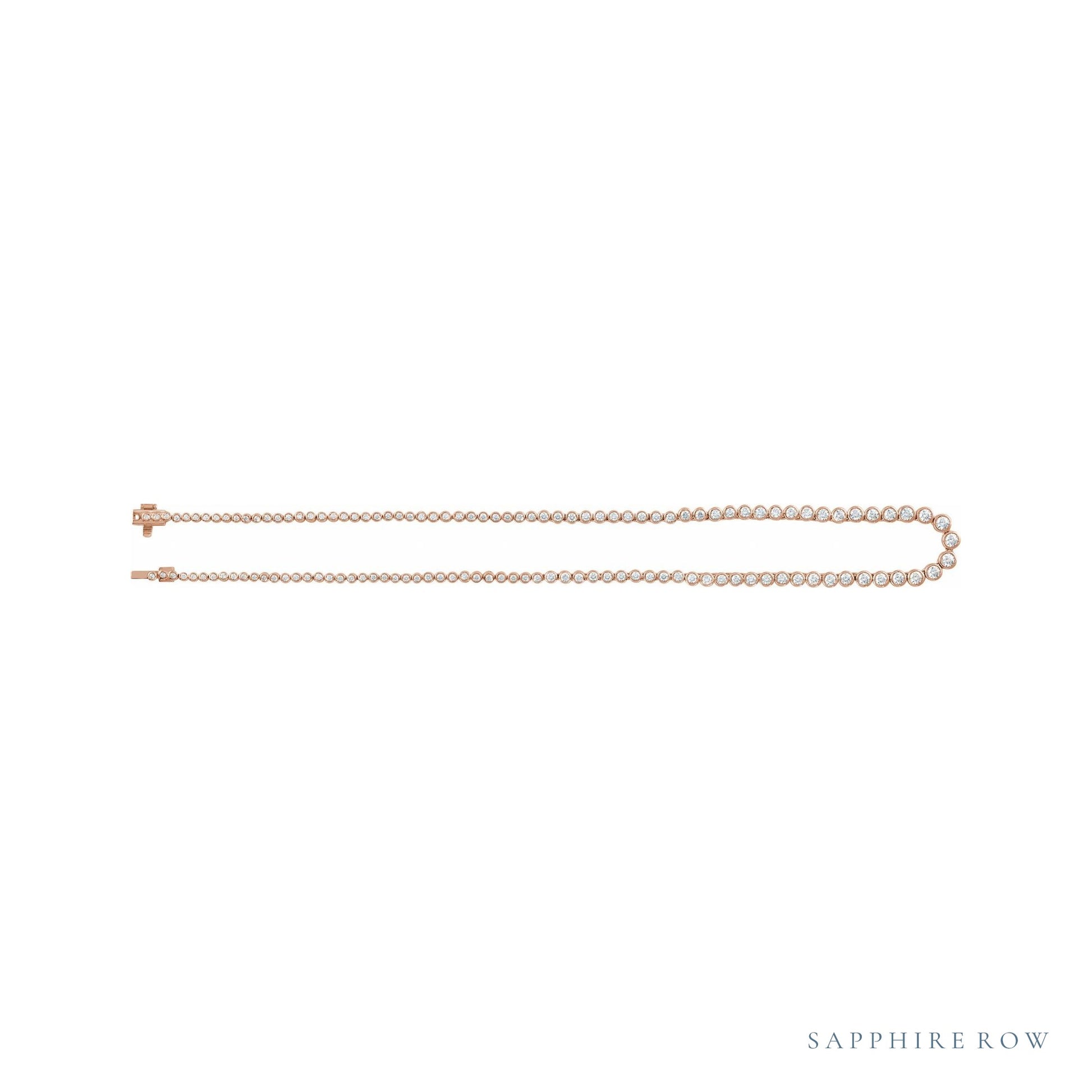Sapphire Row Lab-Grown Diamond Graduated Bezel Tennis Necklace - Rose Gold (view 2)
