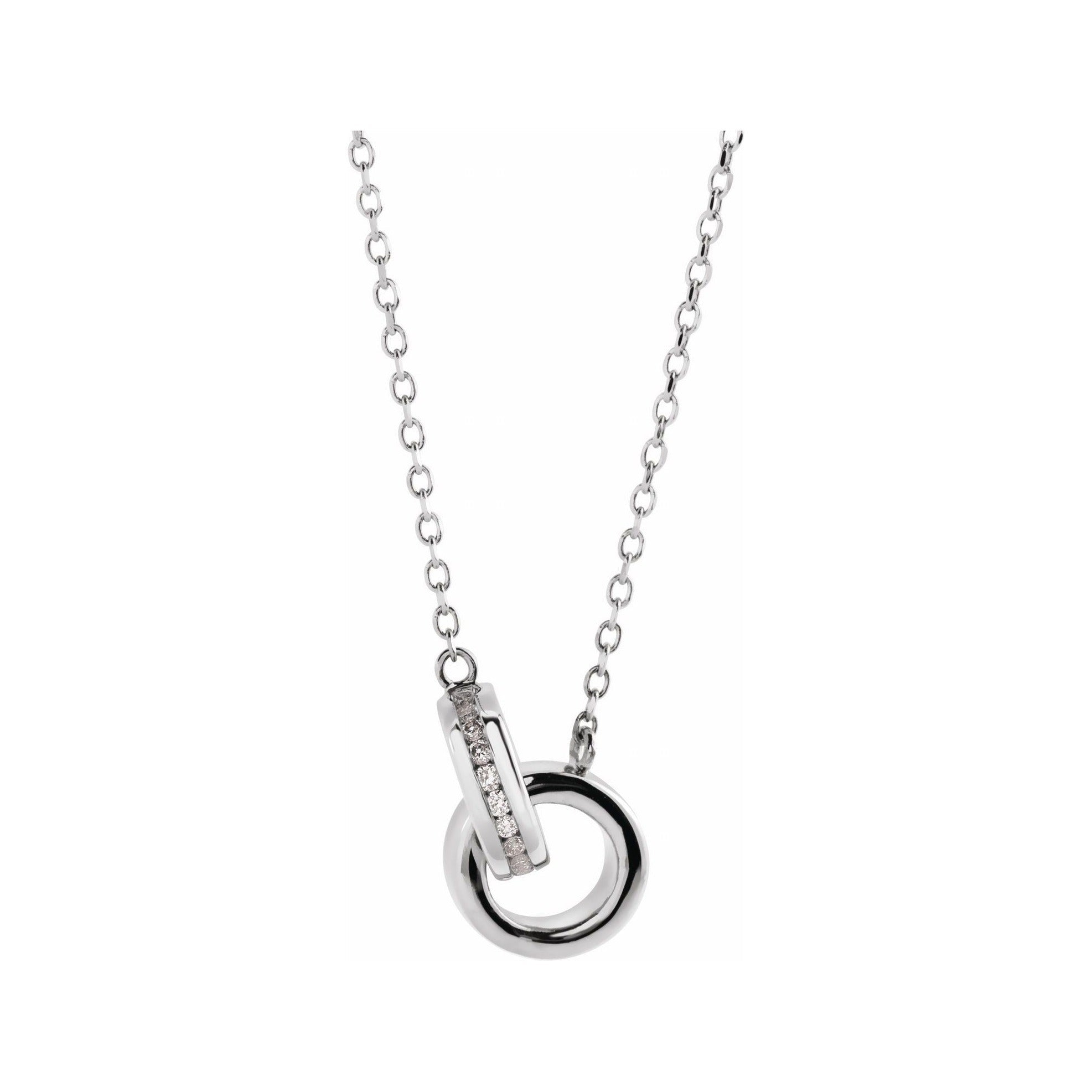 Sapphire Row Natural Diamond Pavé Interlocking Circles Necklace - White Gold