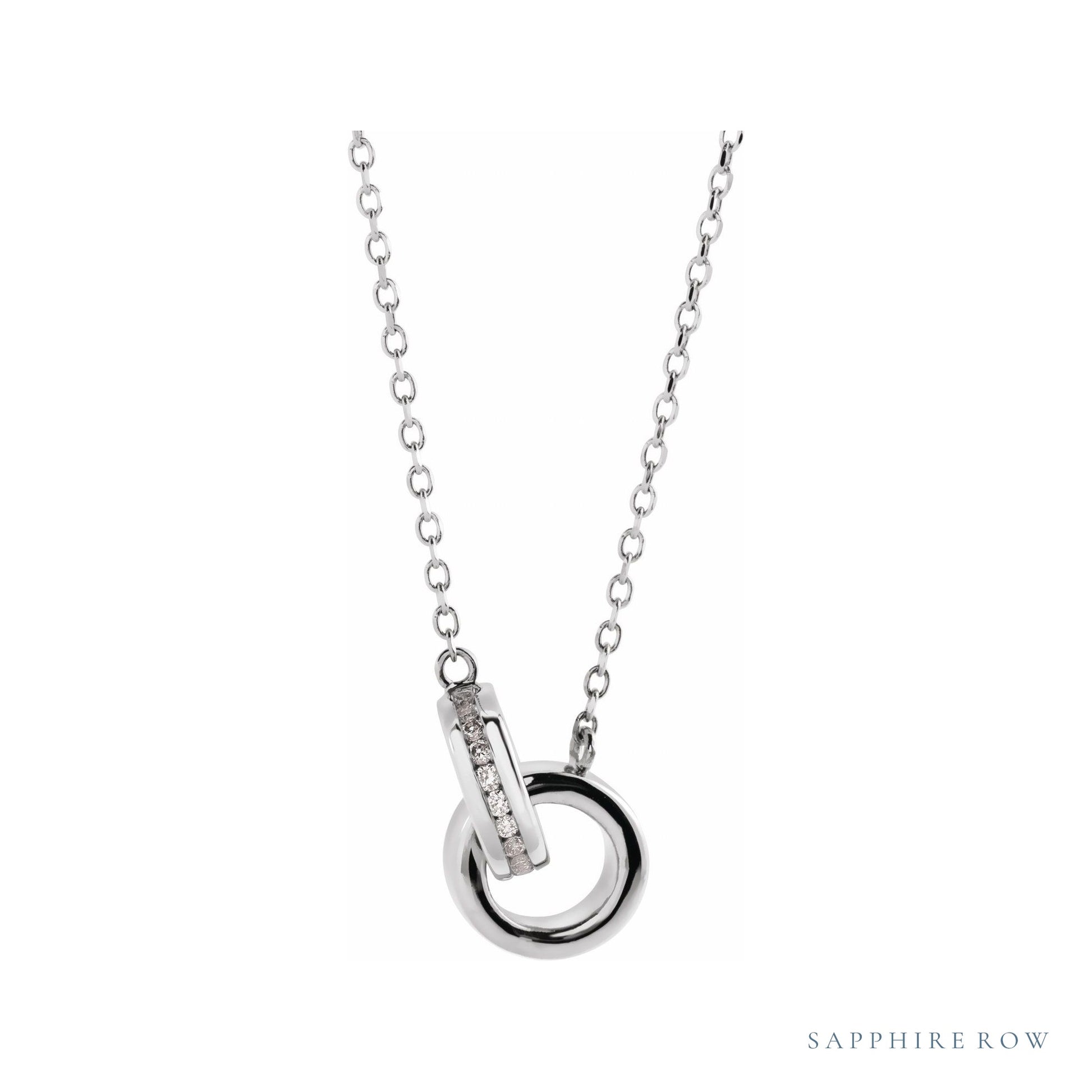 Sapphire Row Natural Diamond Pavé Interlocking Circles Necklace - Platinum