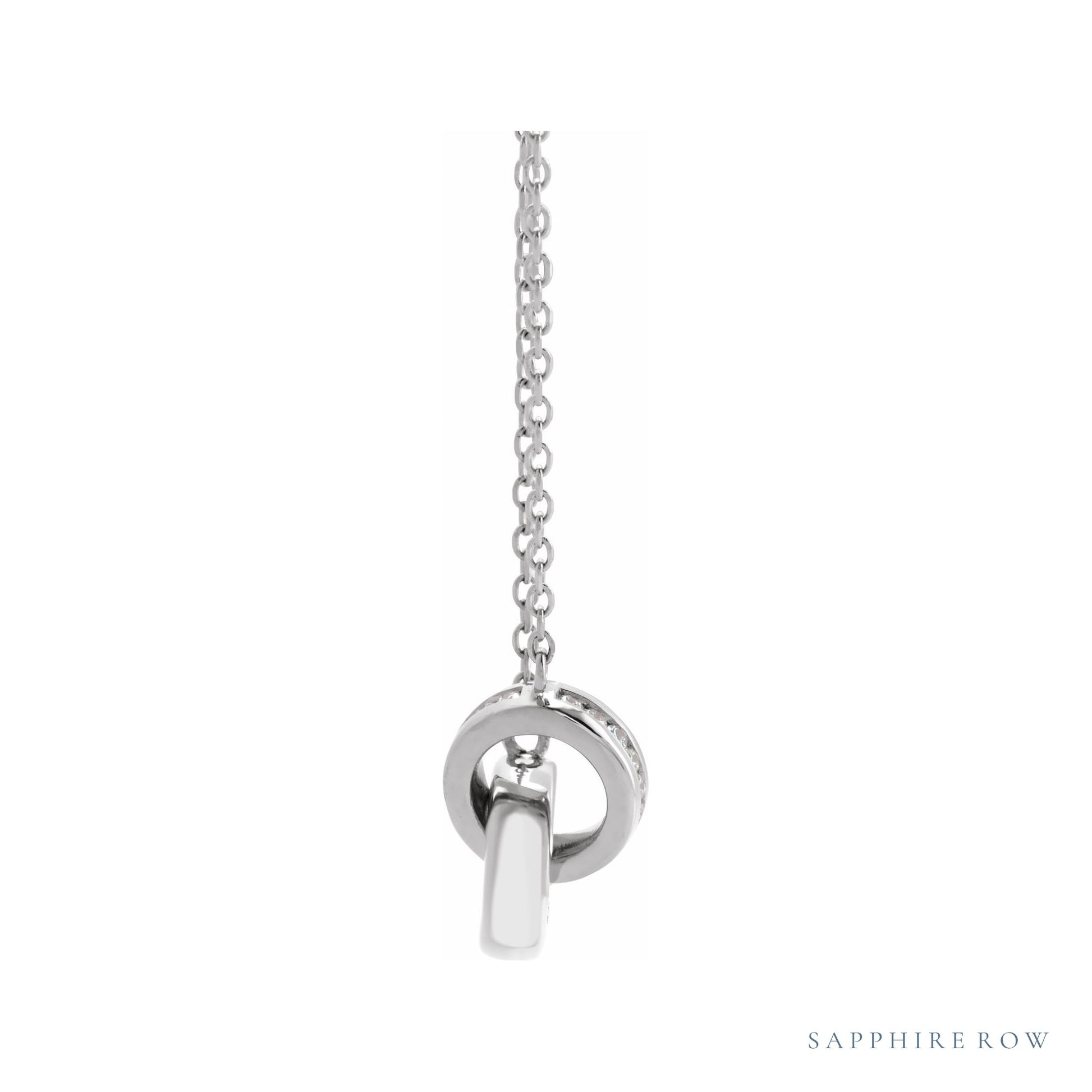 Sapphire Row Natural Diamond Pavé Interlocking Circles Necklace - Platinum (view 2)