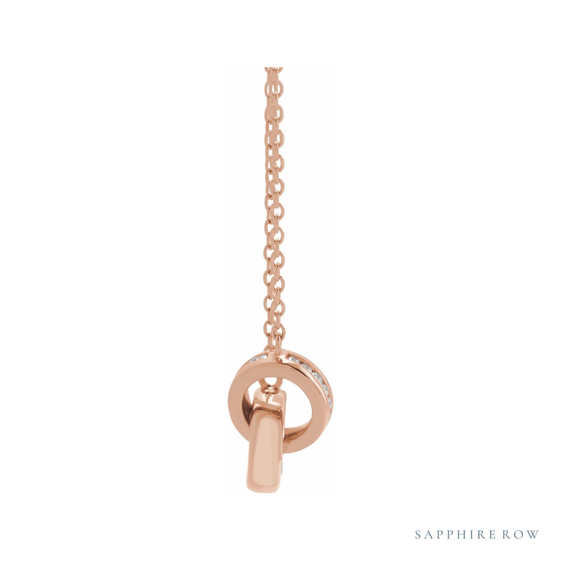 Sapphire Row Natural Diamond Pavé Interlocking Circles Necklace - Rose Gold (view 2)