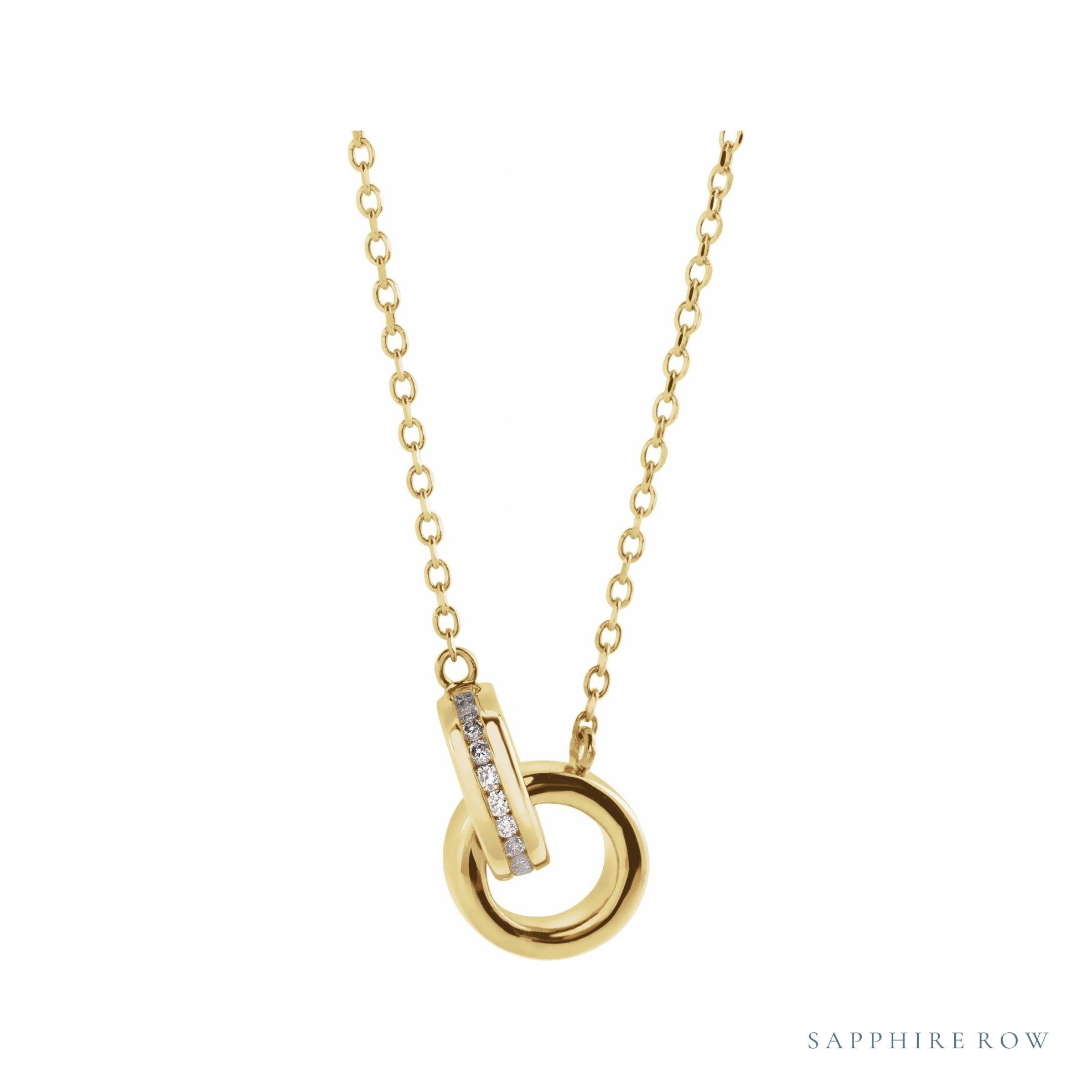 Sapphire Row Natural Diamond Pavé Interlocking Circles Necklace - Yellow Gold