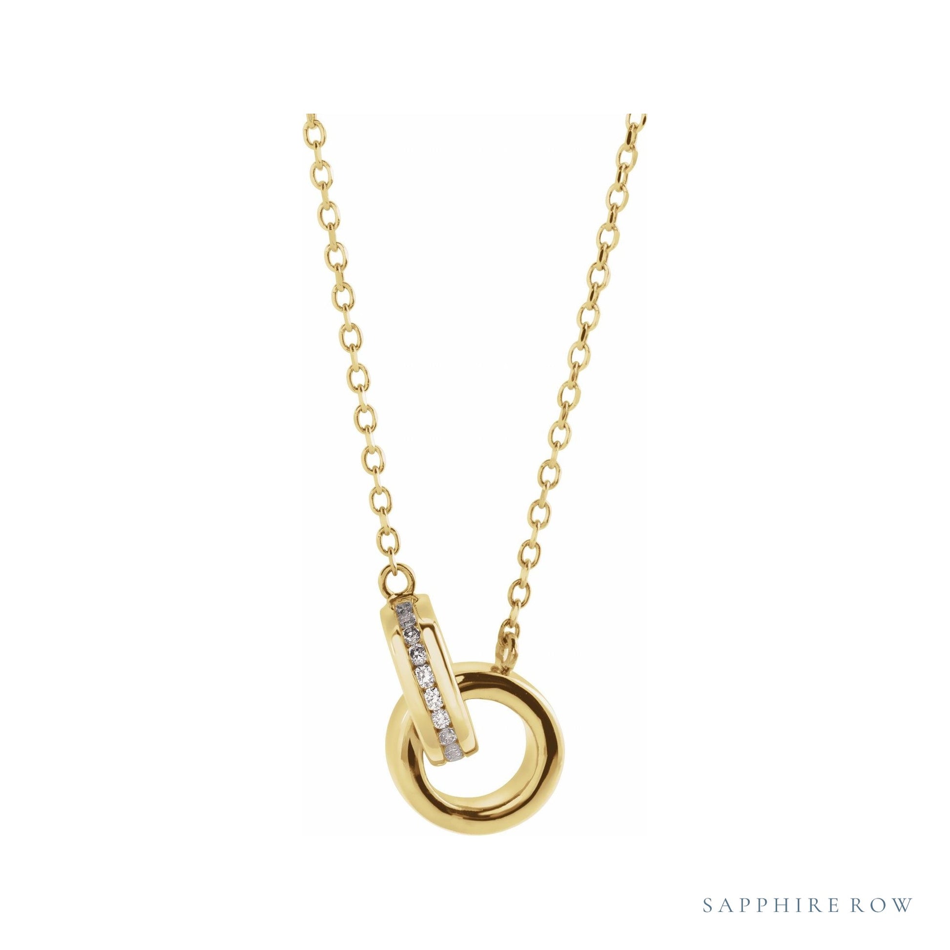 Sapphire Row Natural Diamond Pavé Interlocking Circles Necklace - Yellow Gold