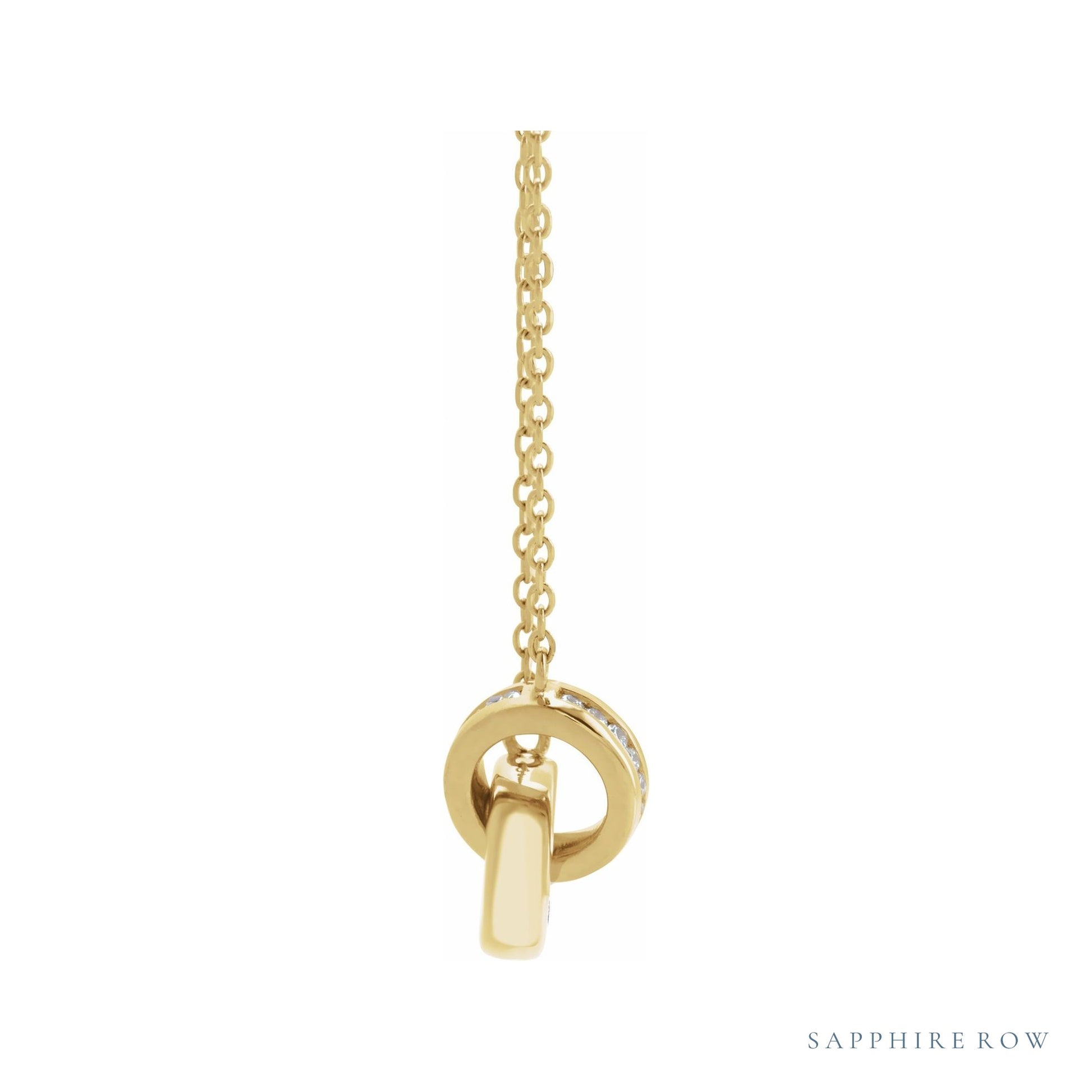 Sapphire Row Natural Diamond Pavé Interlocking Circles Necklace - Yellow Gold (view 2)