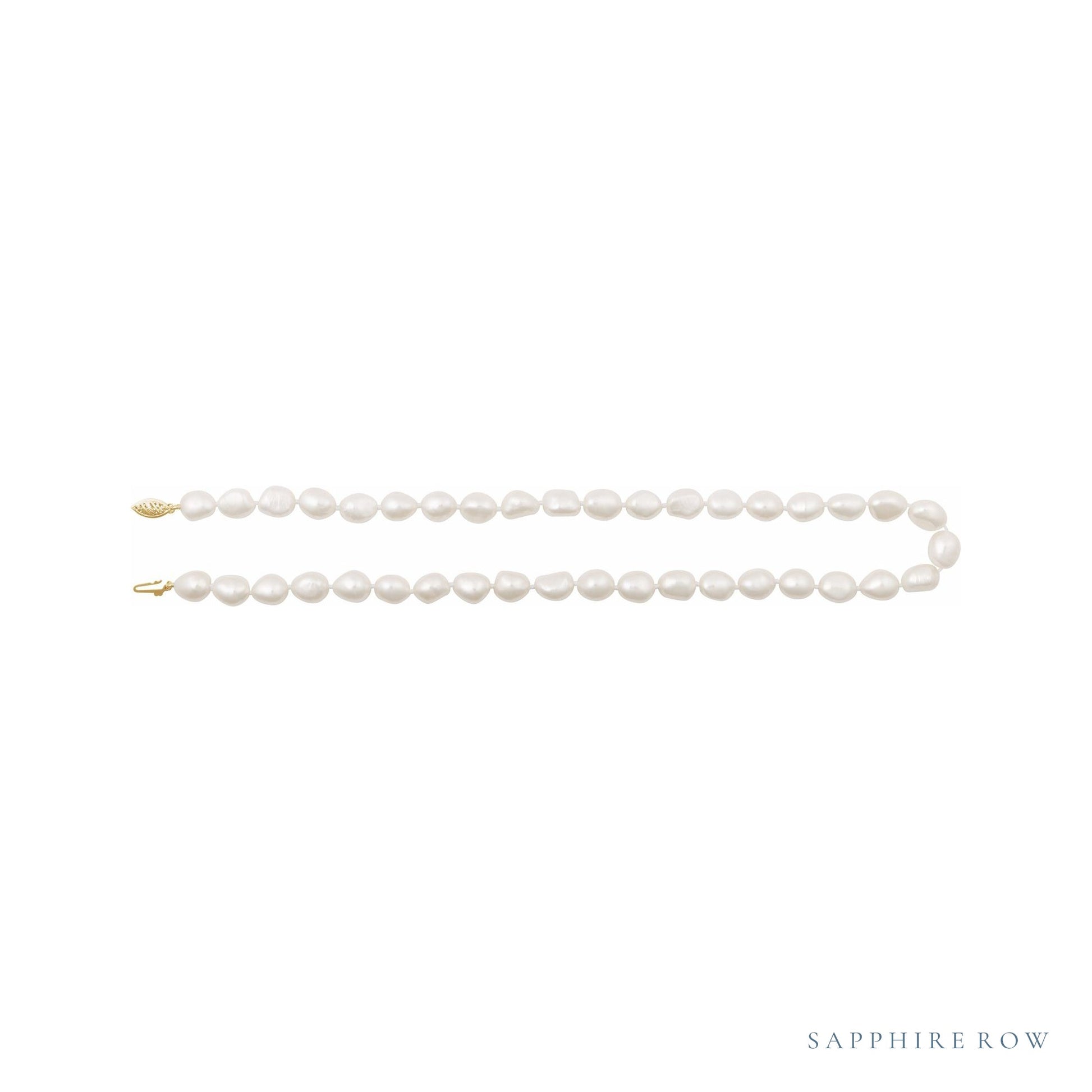 Sapphire Row Cultured Raw Shaped Pearl Necklace - 8-9mm (view 2)