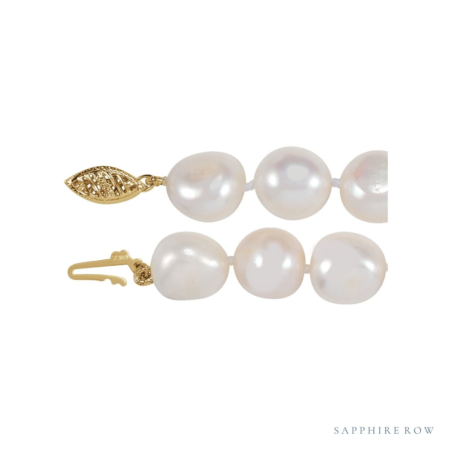 Sapphire Row Cultured Raw Shaped Pearl Necklace - 11-12mm (view 2)