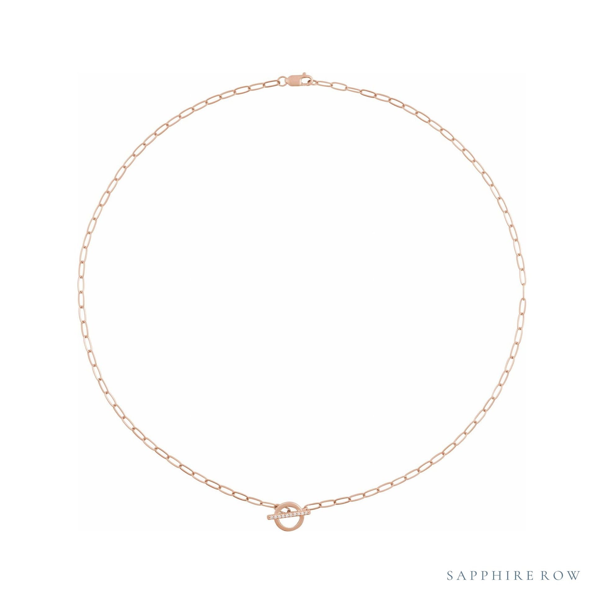 Sapphire Row Natural Diamond Toggle Necklace - Rose Gold