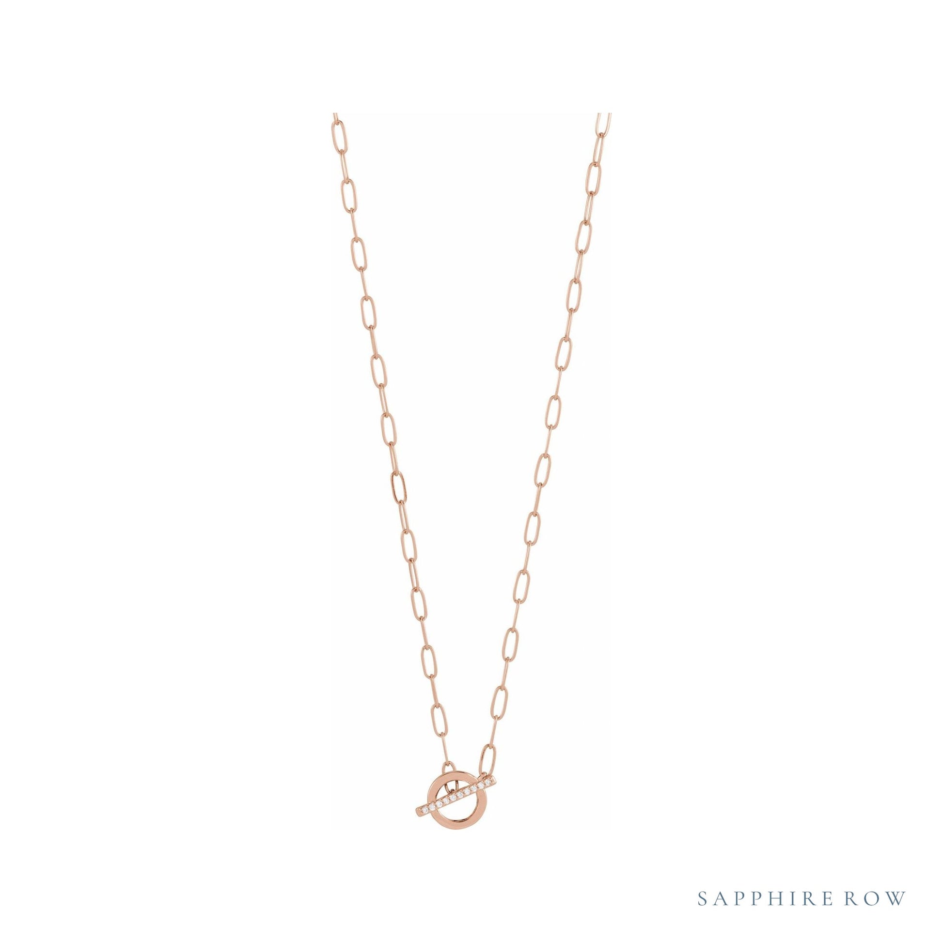 Sapphire Row Natural Diamond Toggle Necklace - Rose Gold (view 4)