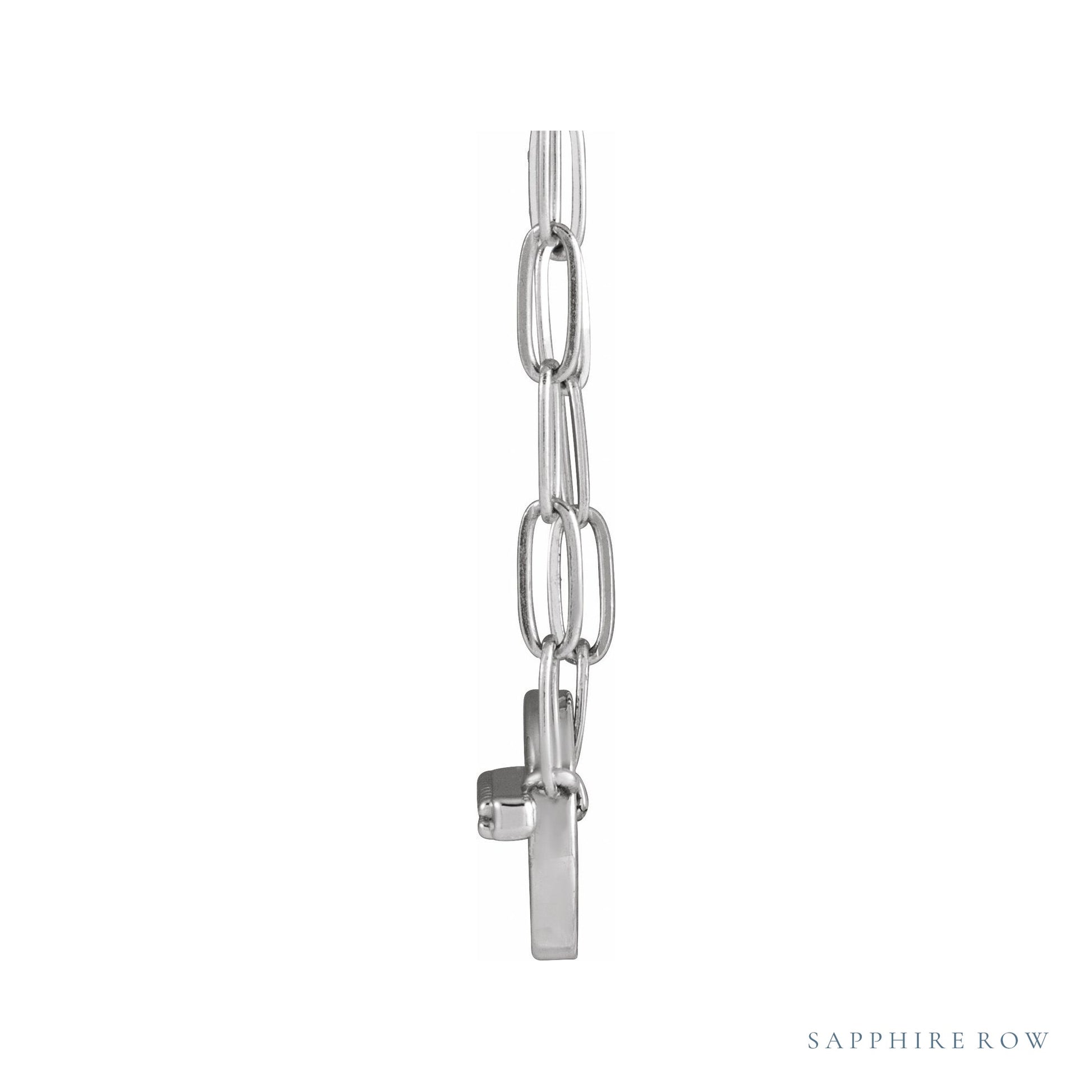 Sapphire Row Natural Diamond Toggle Necklace - White Gold (view 3)