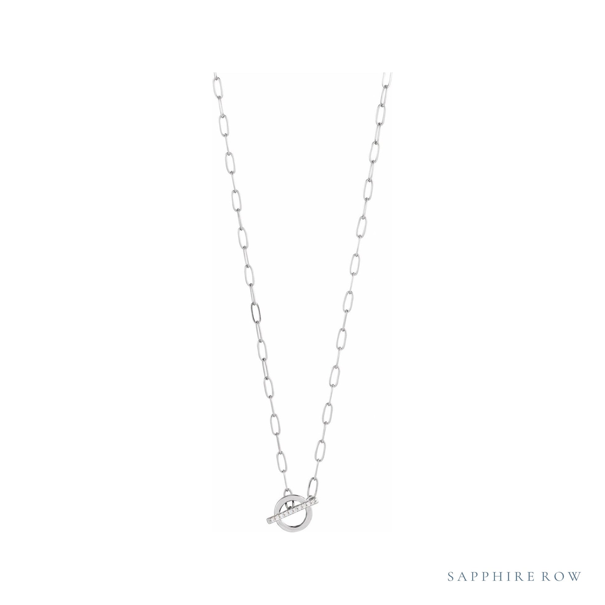 Sapphire Row Natural Diamond Toggle Necklace - White Gold (view 4)